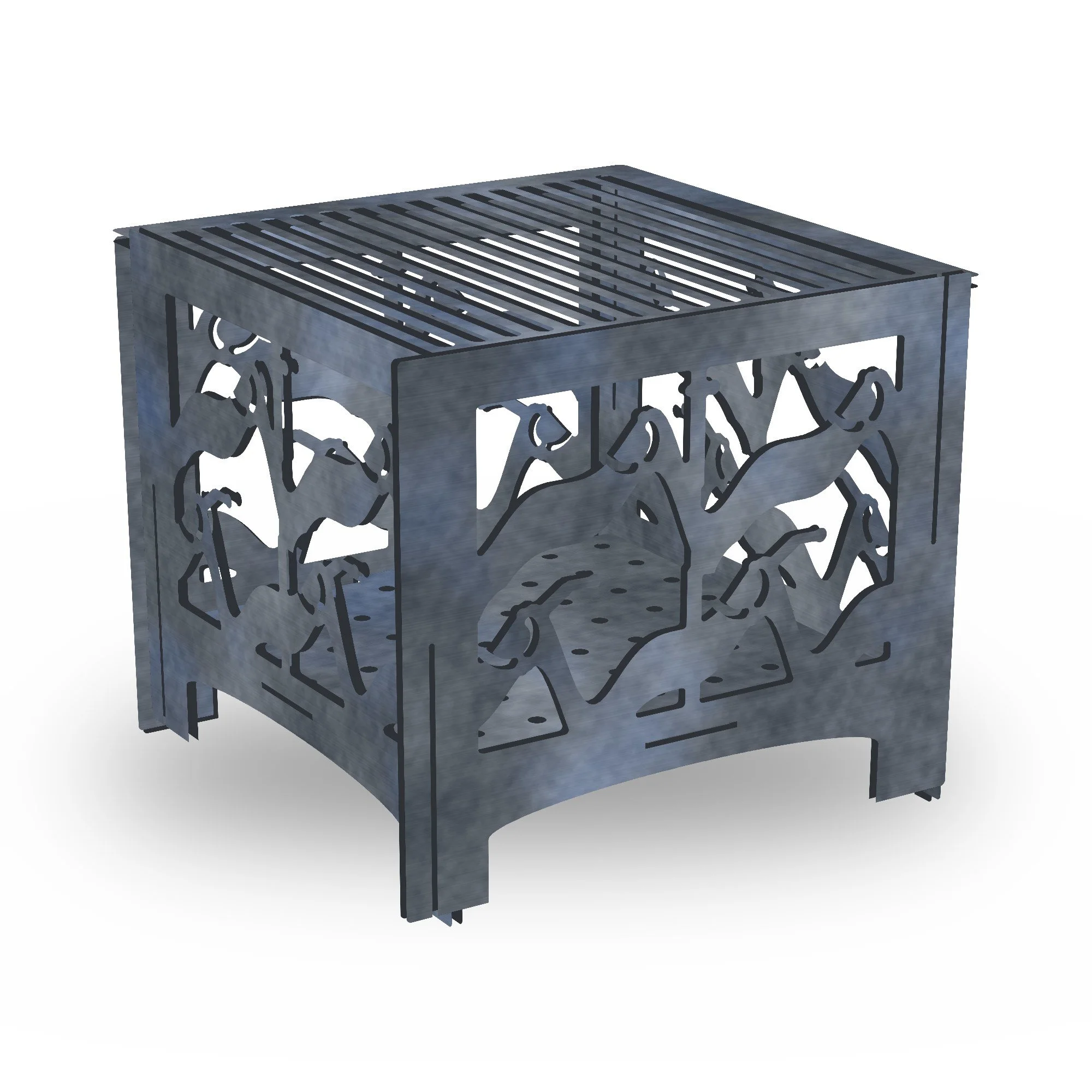 Tidewater Slot-Together Fire Pit shown with the optional steel grill grate fitted