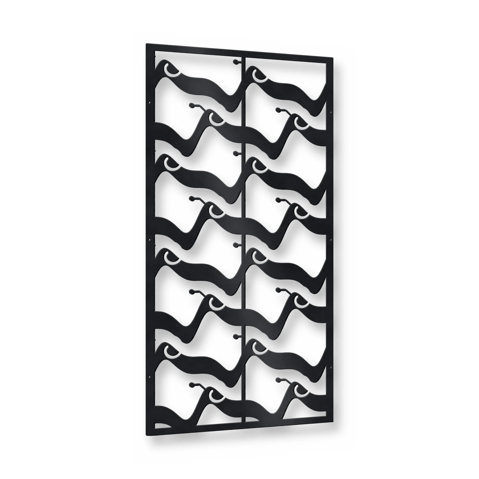 Tidewater Privacy Screen Panel in satin black – plasma-cut 3 mm steel, studio photo on white