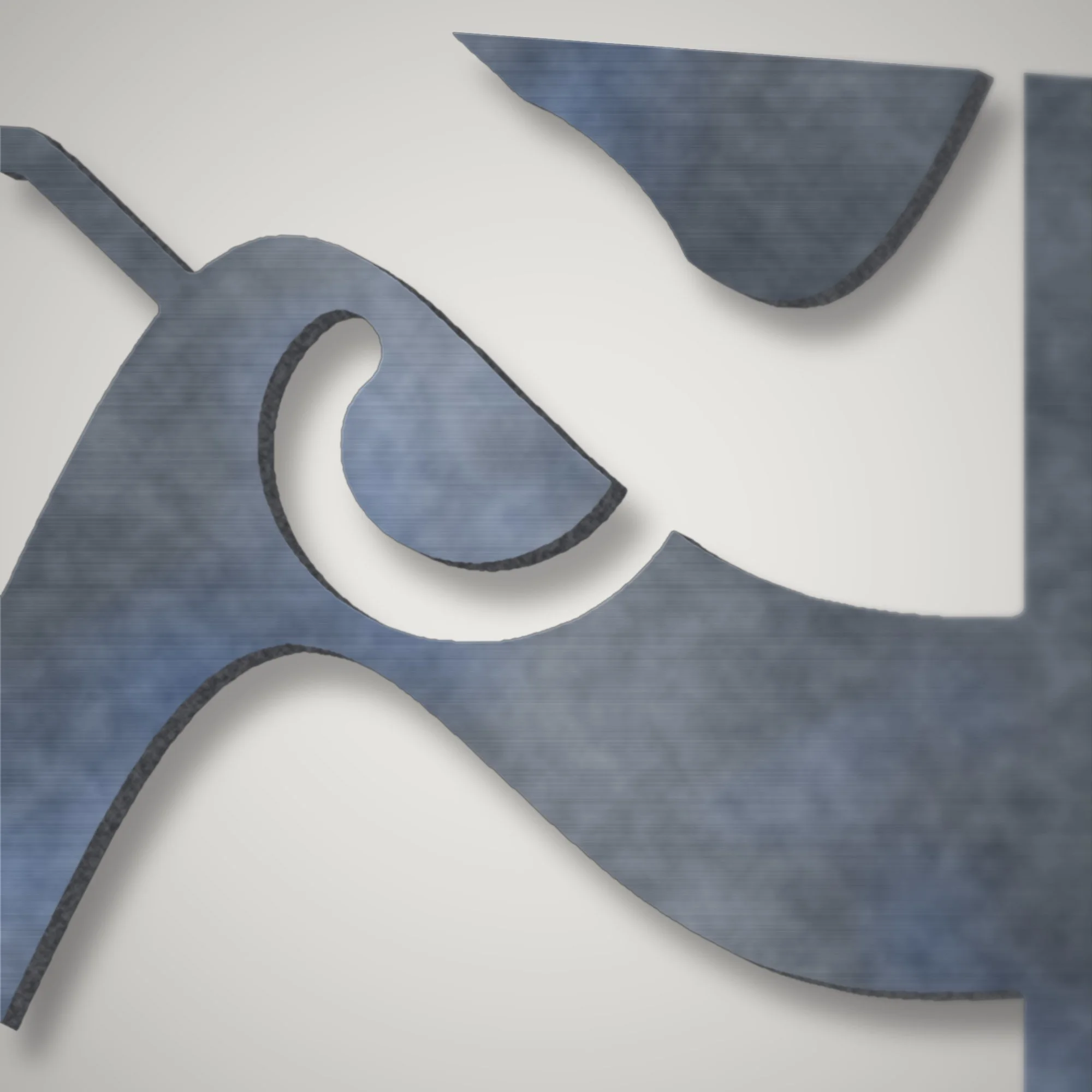 Close-up of a plasma-cut wave curl on the privacy screen showing the cut edge of 3 mm mild steel