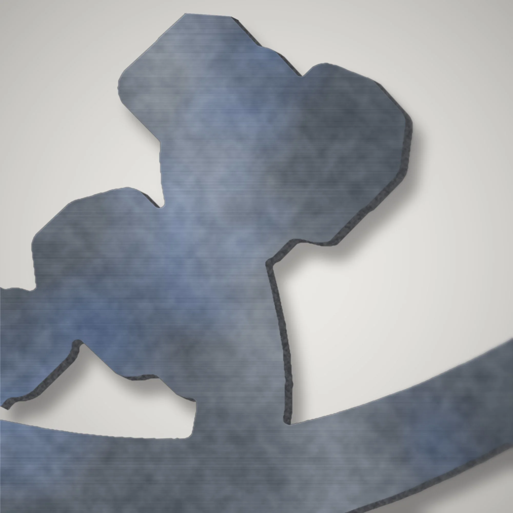 Close-up of a plasma-cut hawthorn leaf on the privacy screen showing the cut edge of 3 mm mild steel