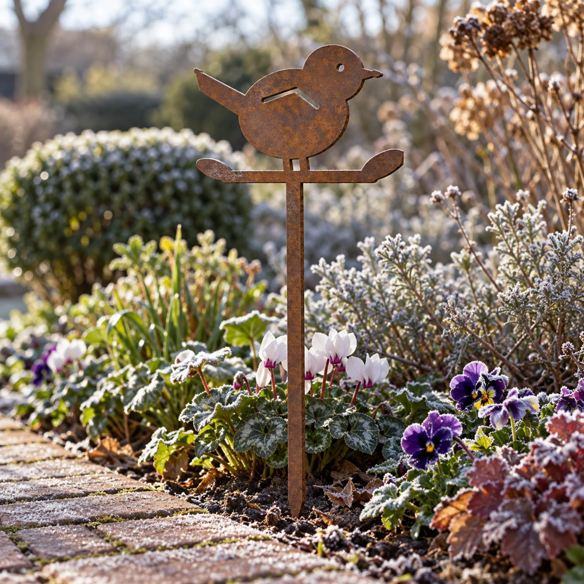 Dimension drawing of the Robin Metal Garden Stake with sizes in millimetres
