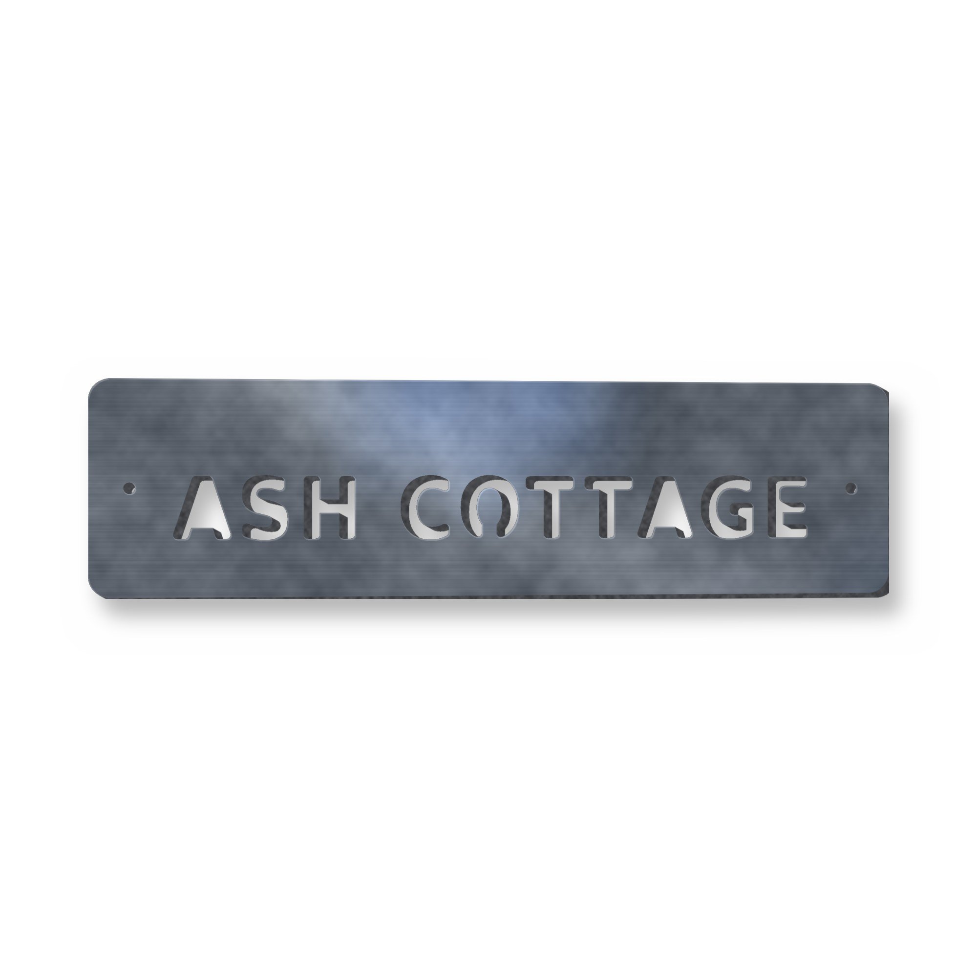 Personalised Gate Name Plate in raw mild steel – plasma-cut 3 mm steel, studio photo on white
