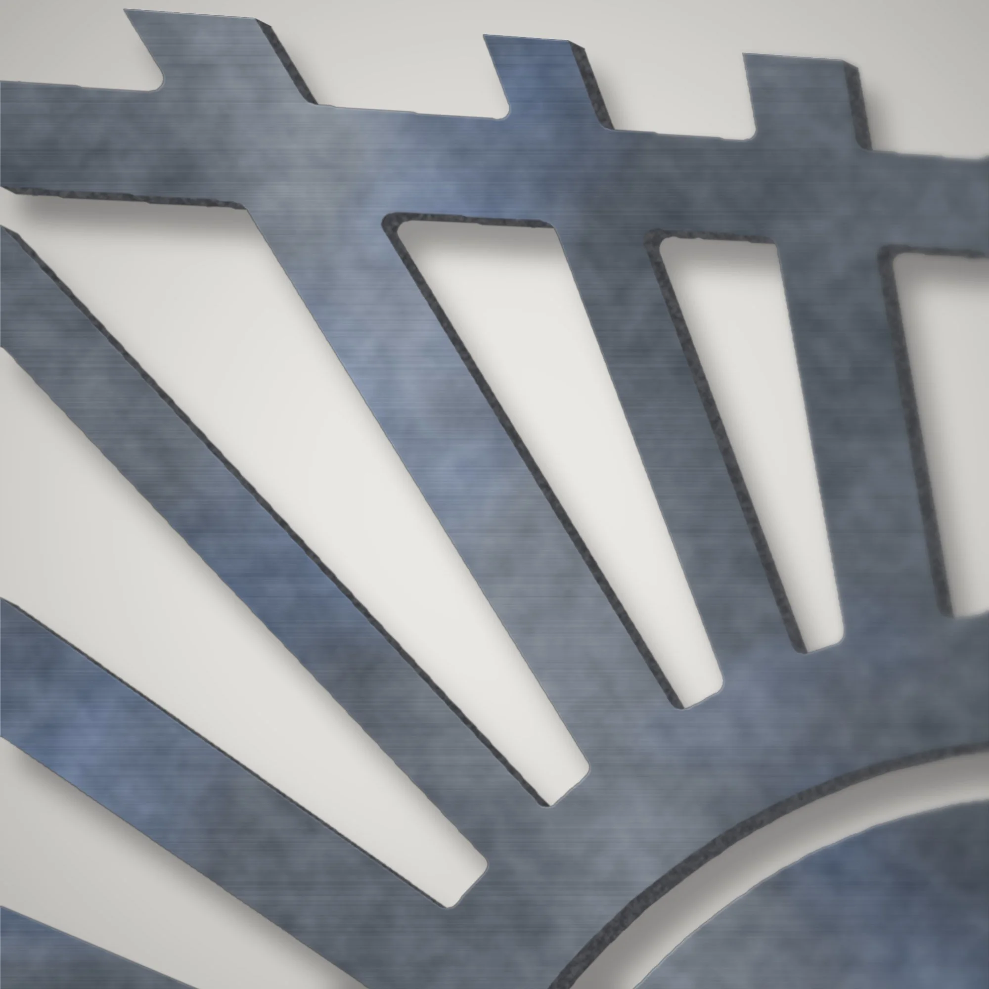 Close-up of plasma-cut sun rays showing the clean edge of 3 mm mild steel