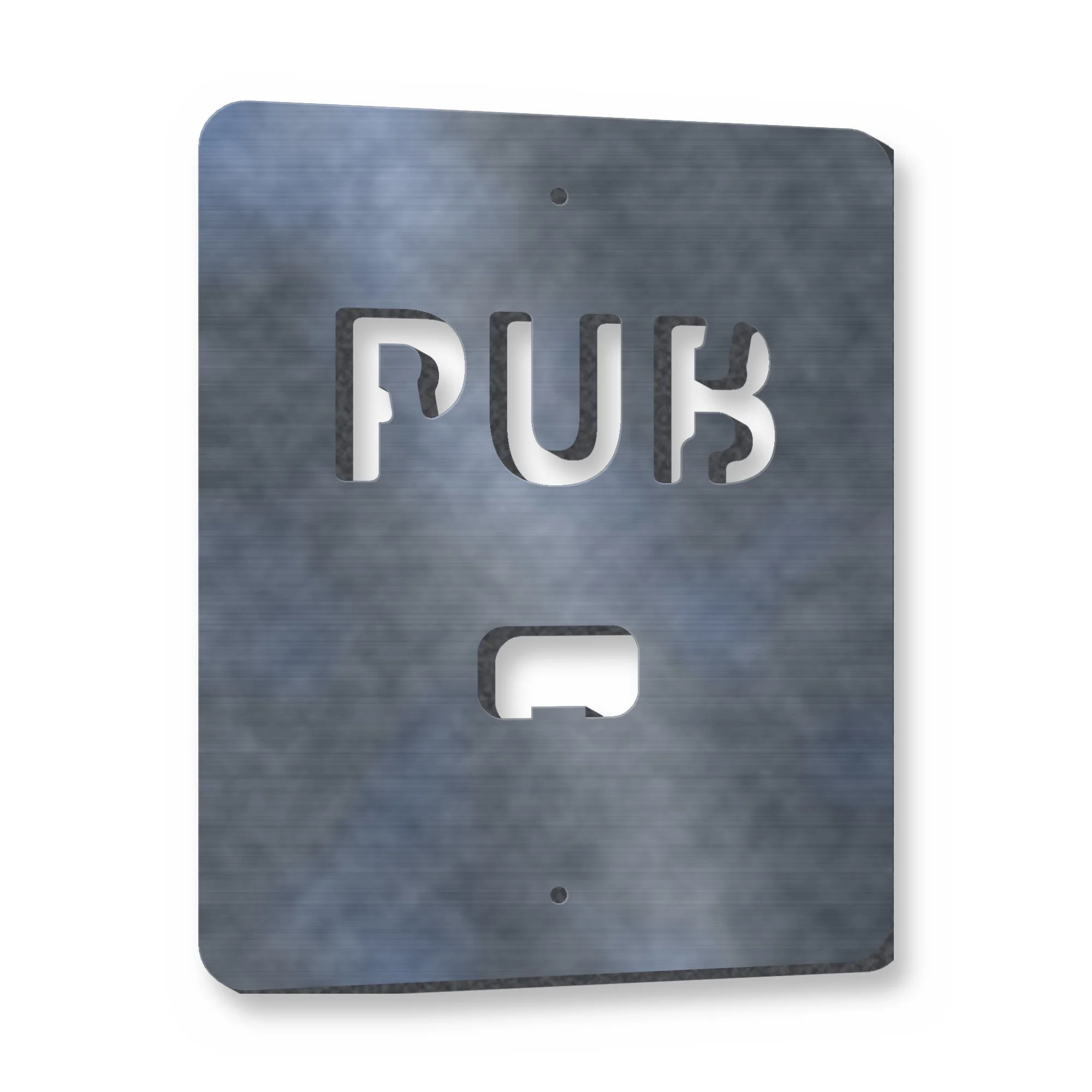 Example of the Personalised Bottle Opener Wall Plaque reading PUB