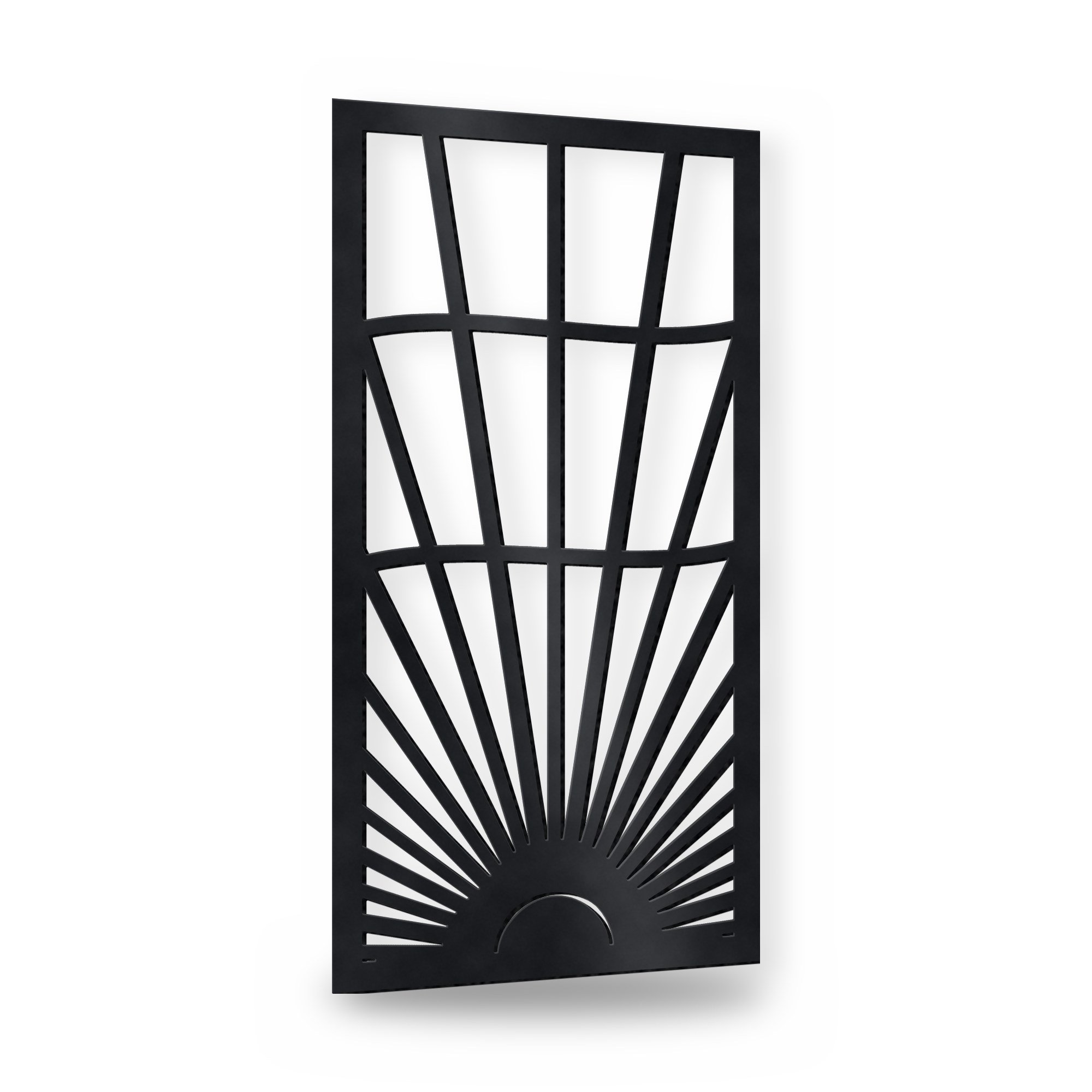 Daybreak Metal Side Gate in satin black – plasma-cut 3 mm steel, studio photo on white
