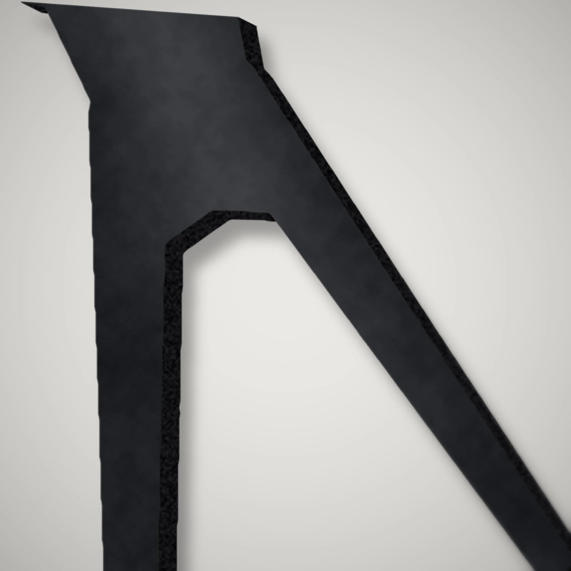 Close-up of the plasma-cut forked tail edge of a 3 mm steel swallow