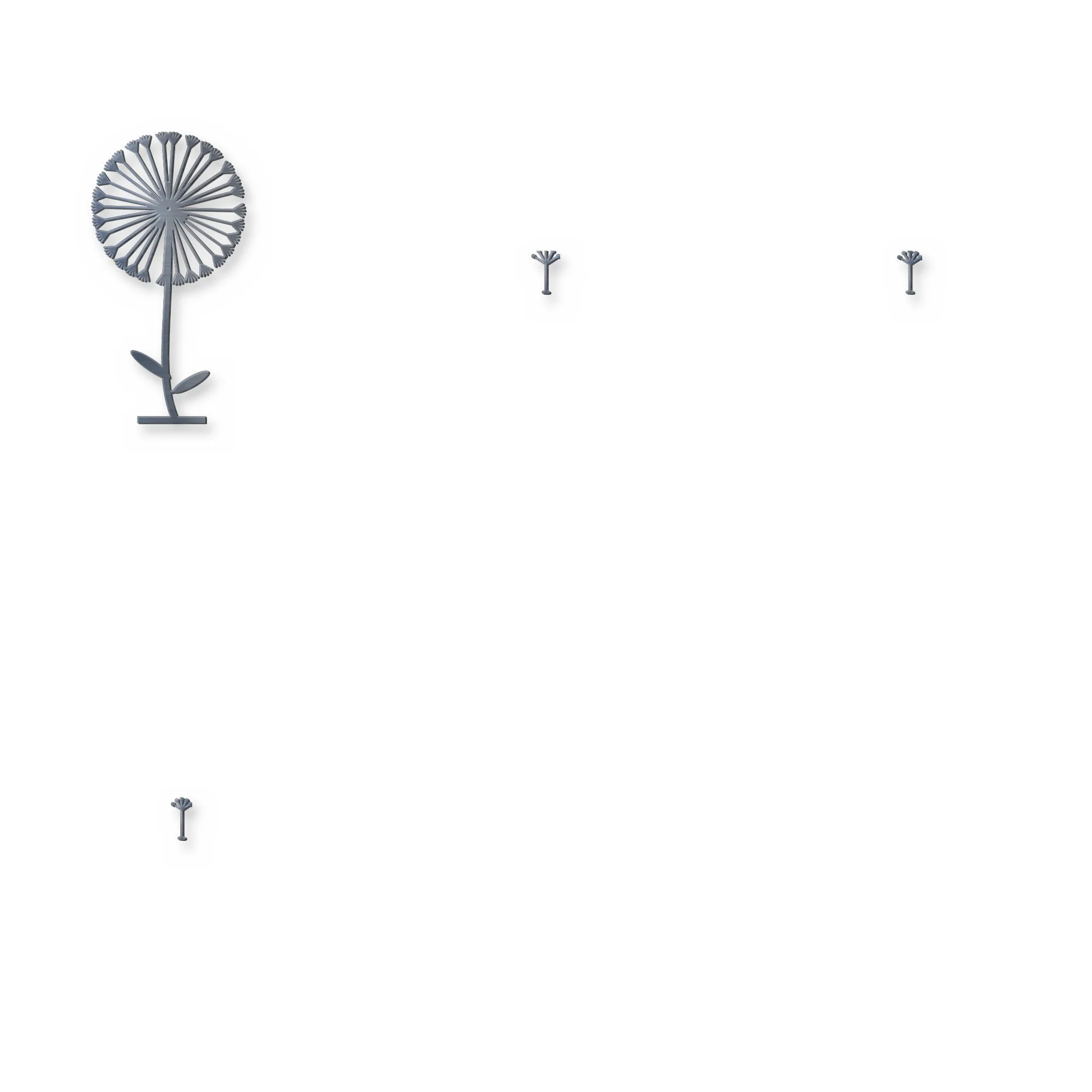 Dandelion Clock Metal Wall Art flat-pack parts laid out before assembly, plasma-cut 3 mm steel