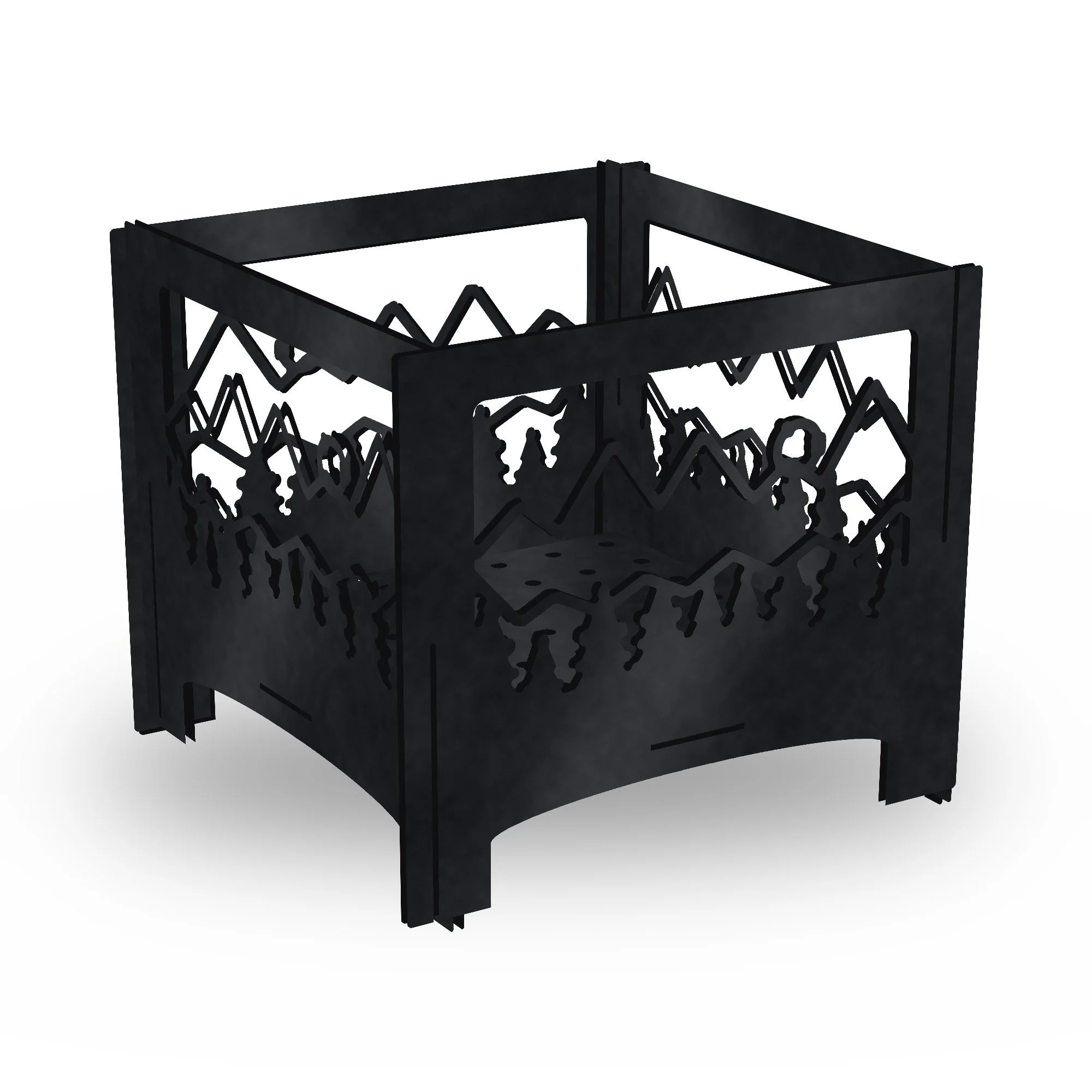Fellside Slot-Together Fire Pit in high heat black – plasma-cut 4 mm steel, studio photo on white