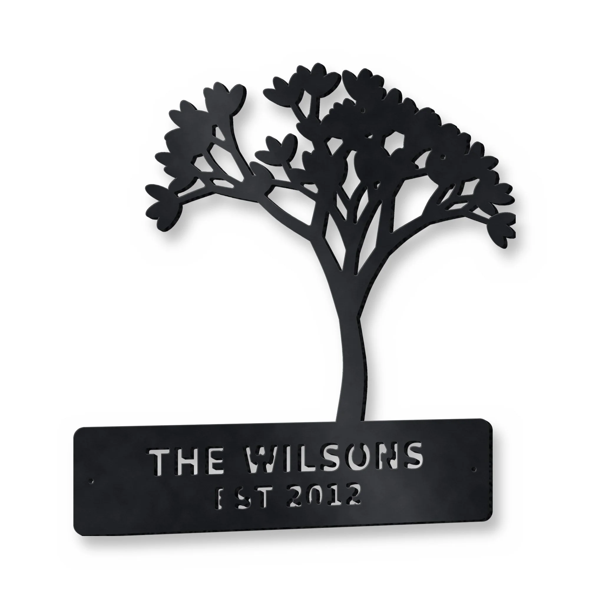 Example of the Personalised Family Name Tree reading THE WILSONS / EST 2012