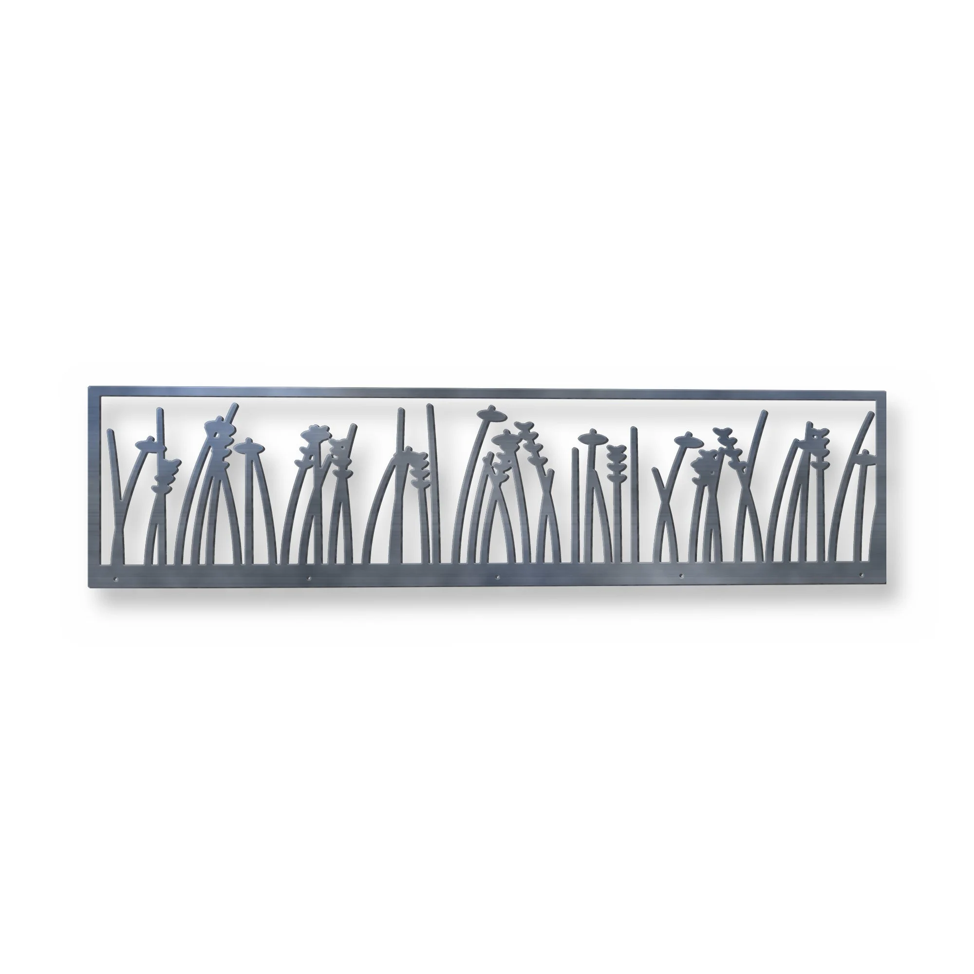 Saltmarsh Fence Topper in raw mild steel – plasma-cut 3 mm steel, studio photo on white
