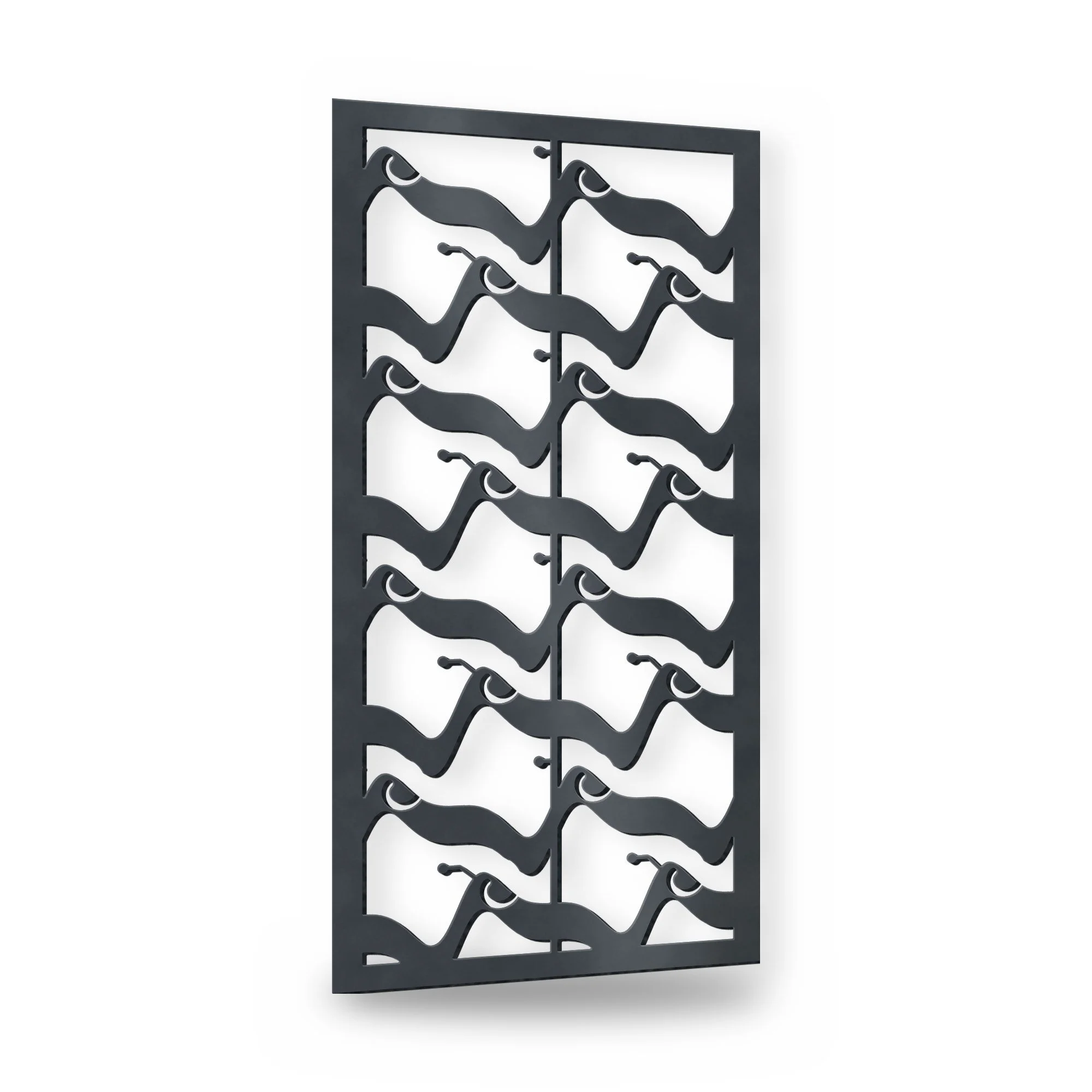 Tidewater Metal Side Gate in anthracite grey – plasma-cut 3 mm steel, studio photo on white