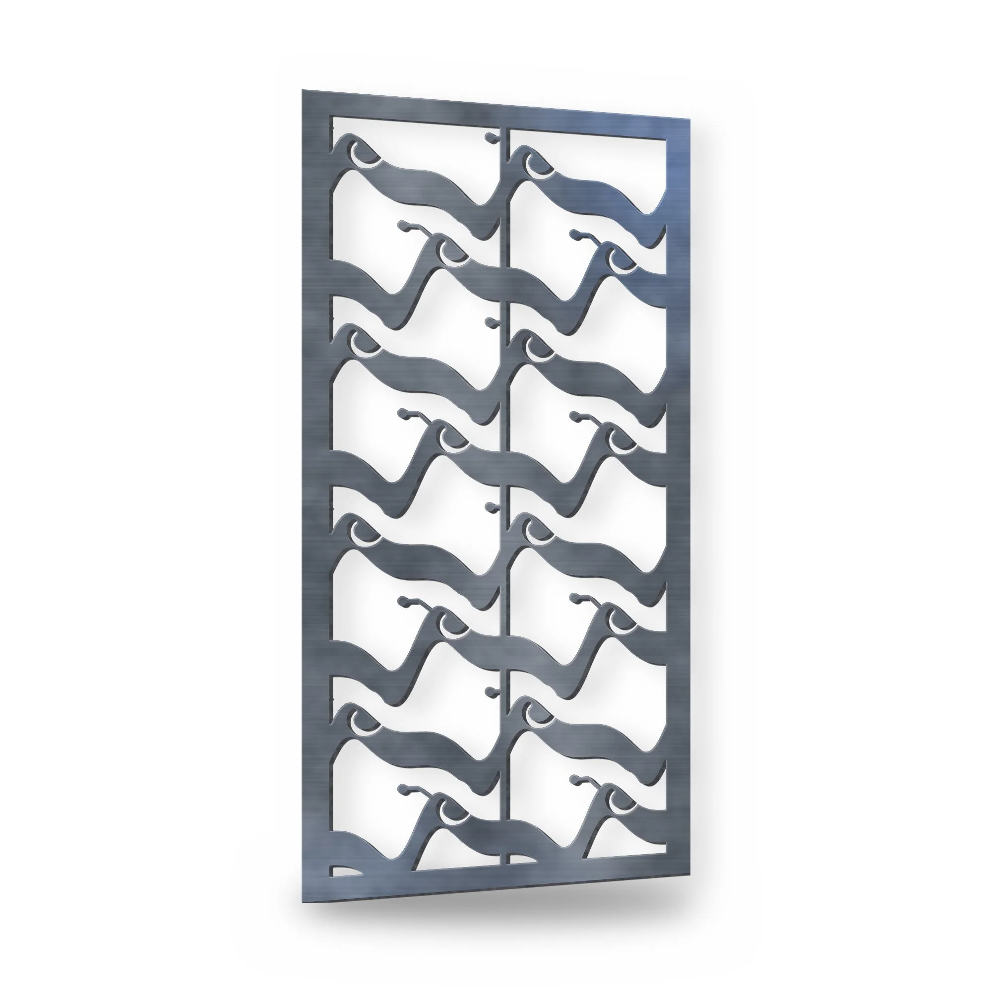Tidewater Metal Side Gate in raw mild steel – plasma-cut 3 mm steel, studio photo on white
