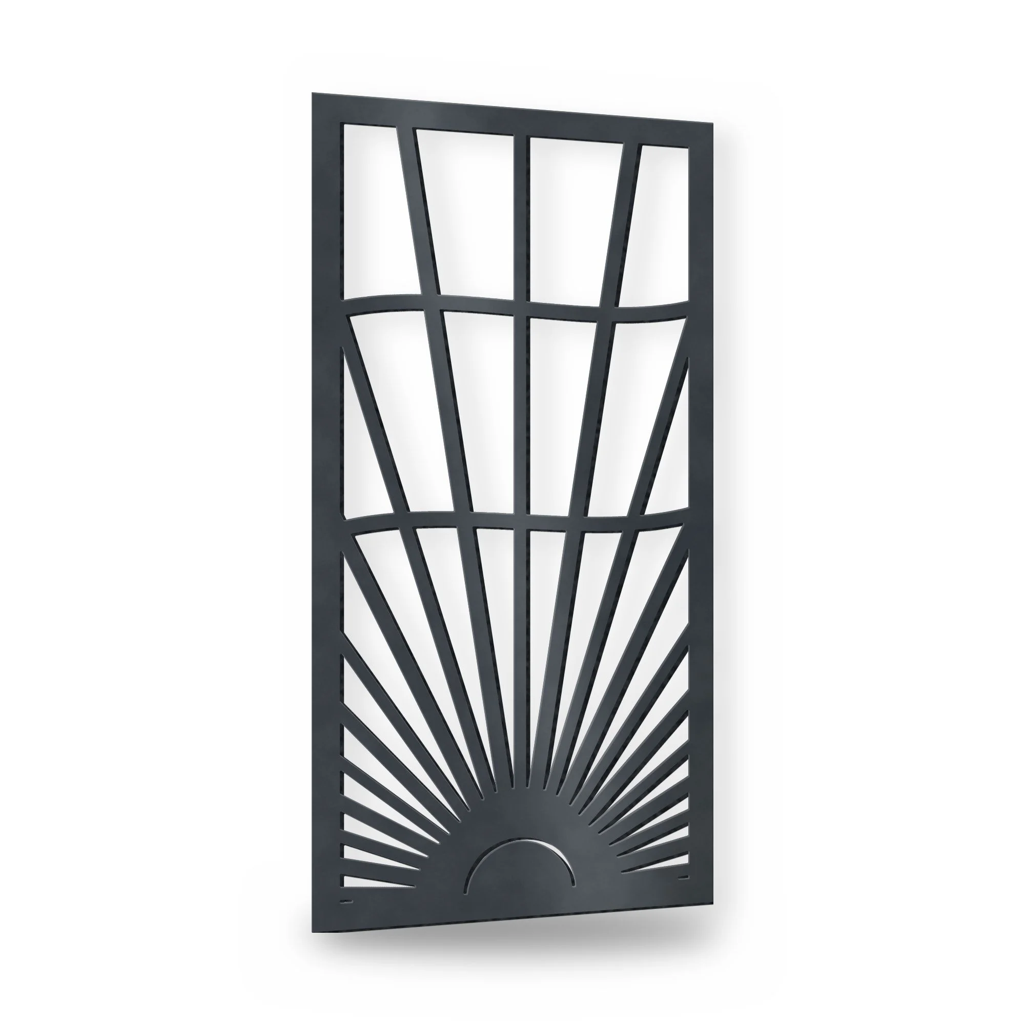 Daybreak Metal Side Gate in anthracite grey – plasma-cut 3 mm steel, studio photo on white
