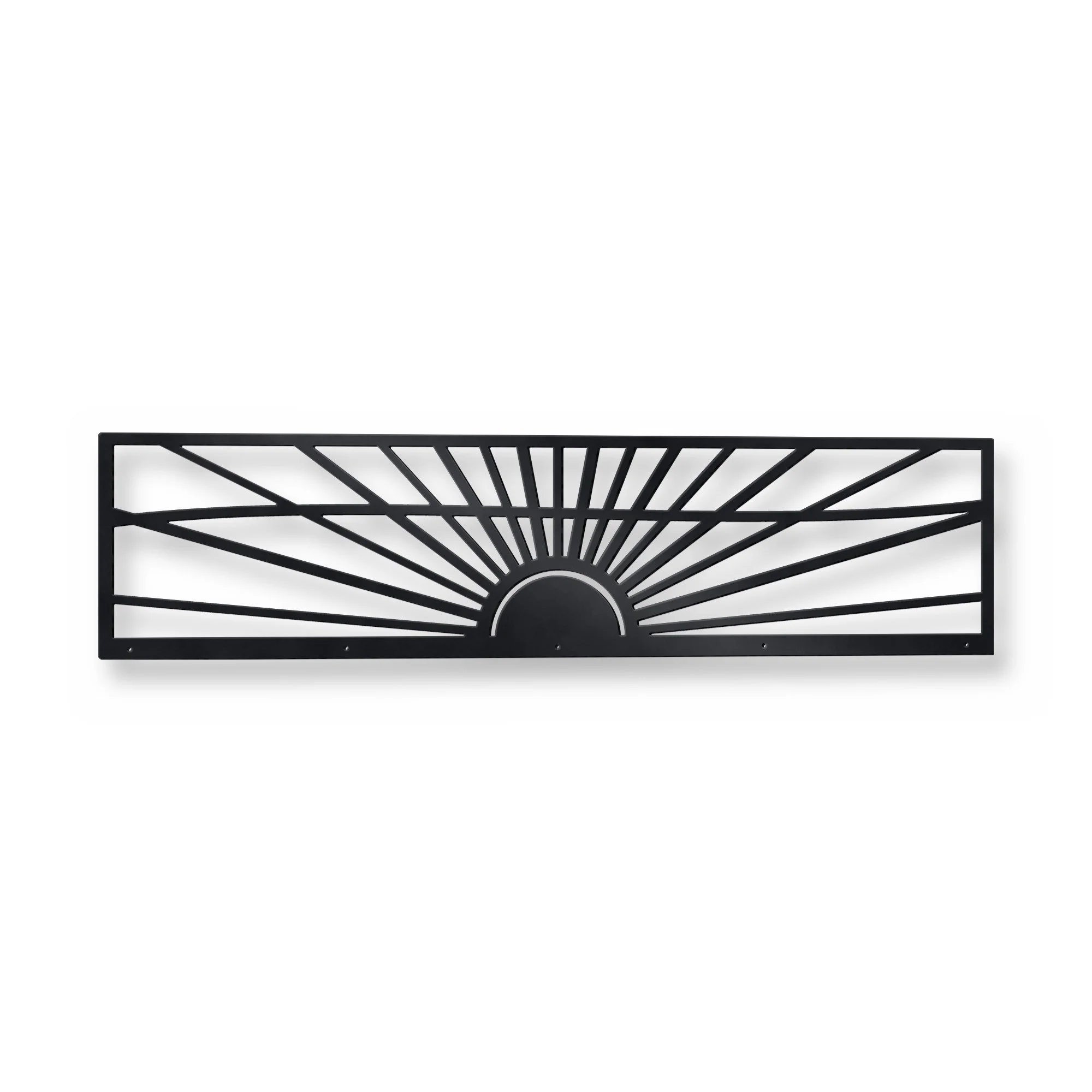 Daybreak Fence Topper in satin black – plasma-cut 3 mm steel, studio photo on white