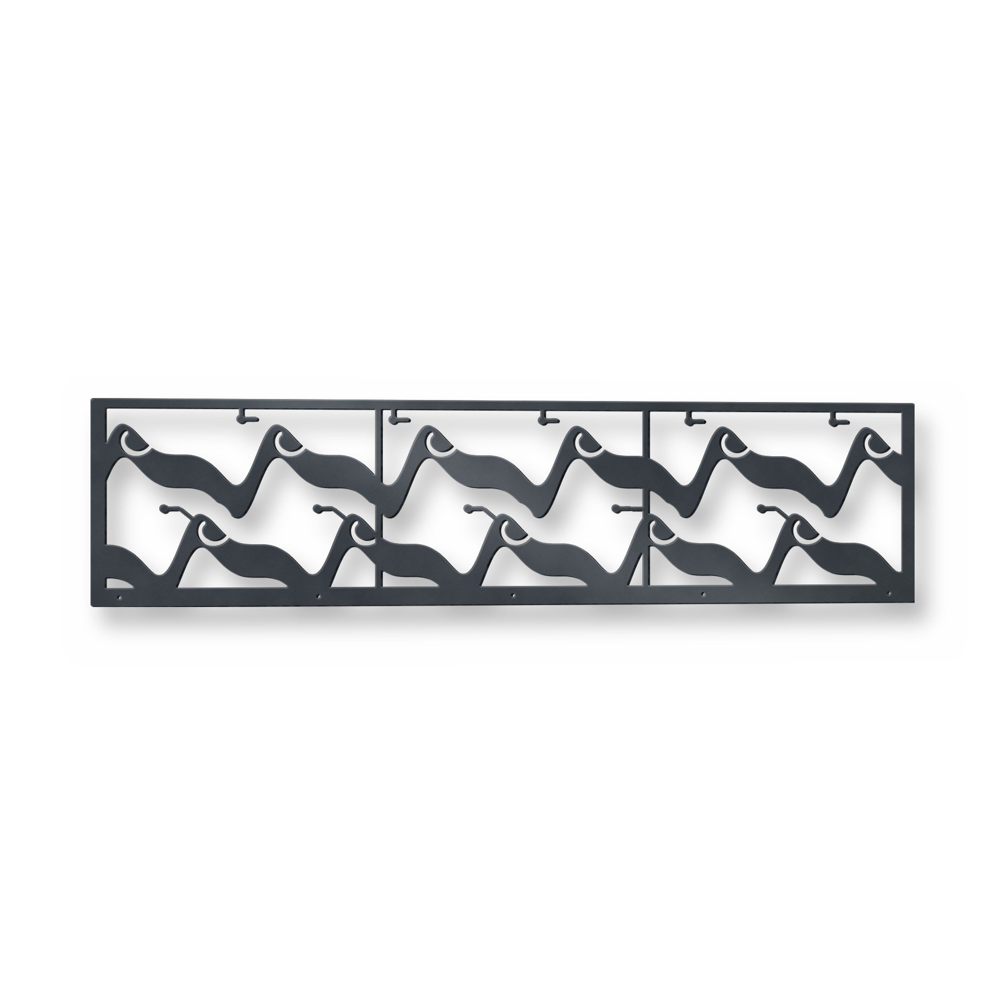 Tidewater Fence Topper in anthracite grey – plasma-cut 3 mm steel, studio photo on white