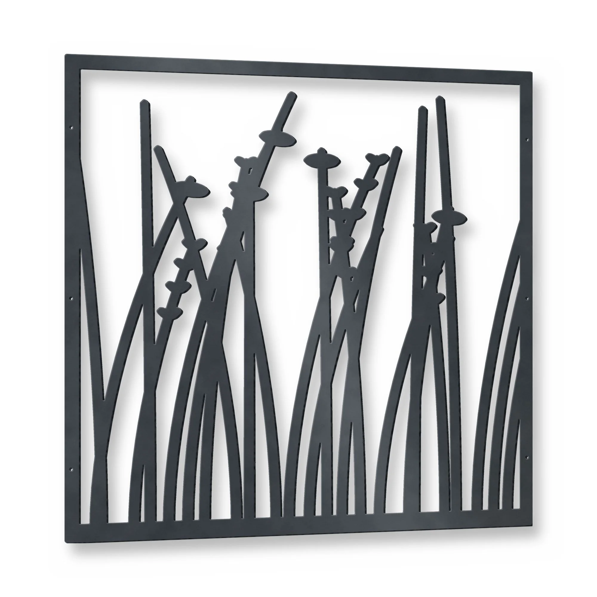 Saltmarsh Bin Store & Oil Tank Screen in anthracite grey – plasma-cut 3 mm steel, studio photo on white