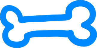 Blue outline of a dog bone