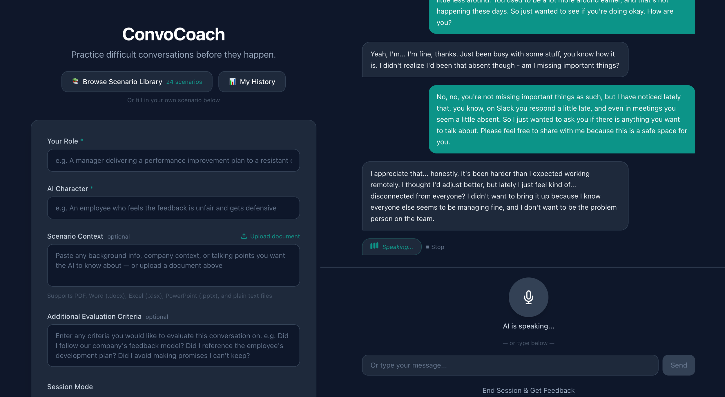 ConvoCoach - AI-Powered Conversation Practice Tool