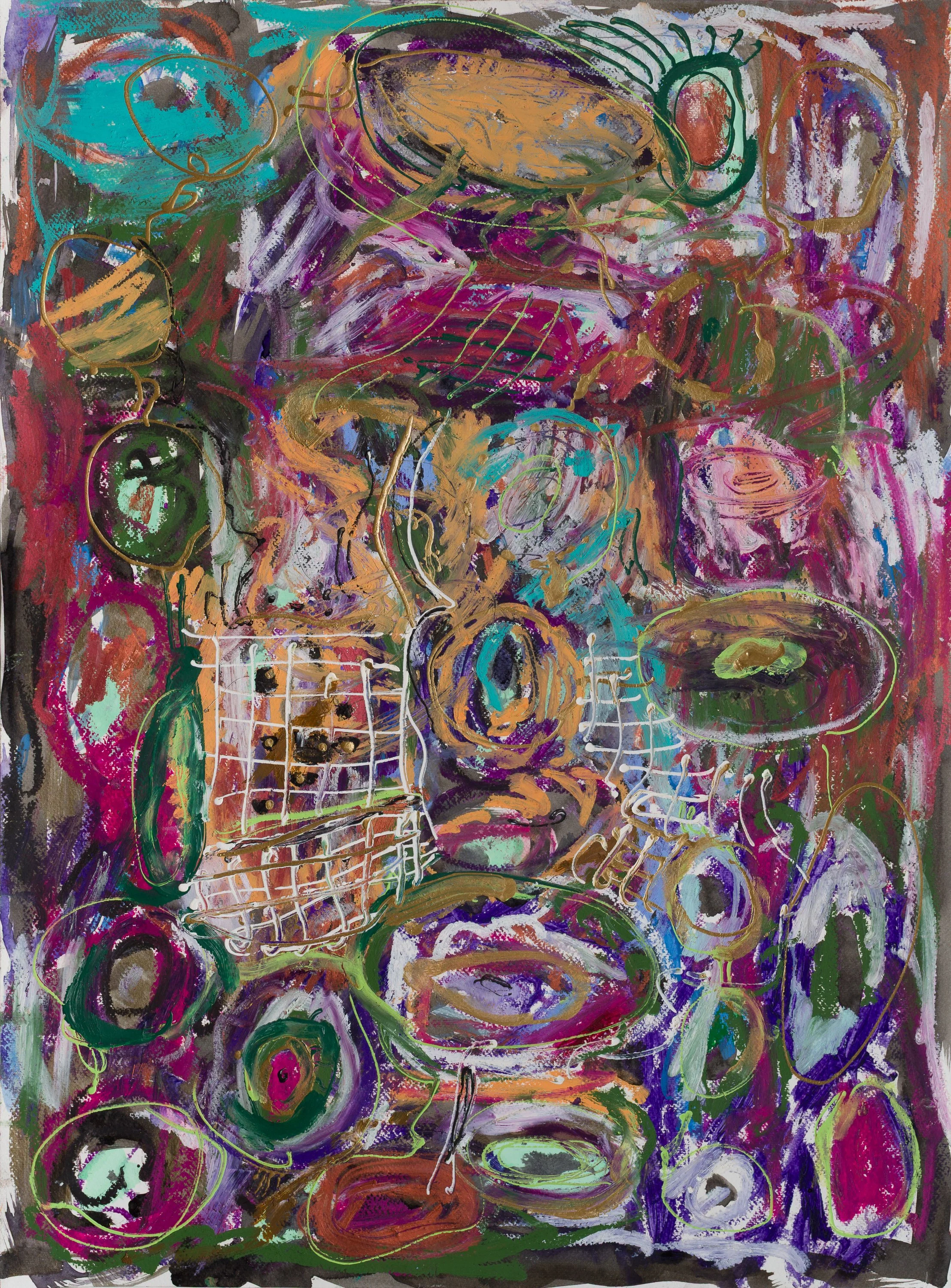 Drawing 7, oil and acrylic on paper, 76 x 56 cm, 2025