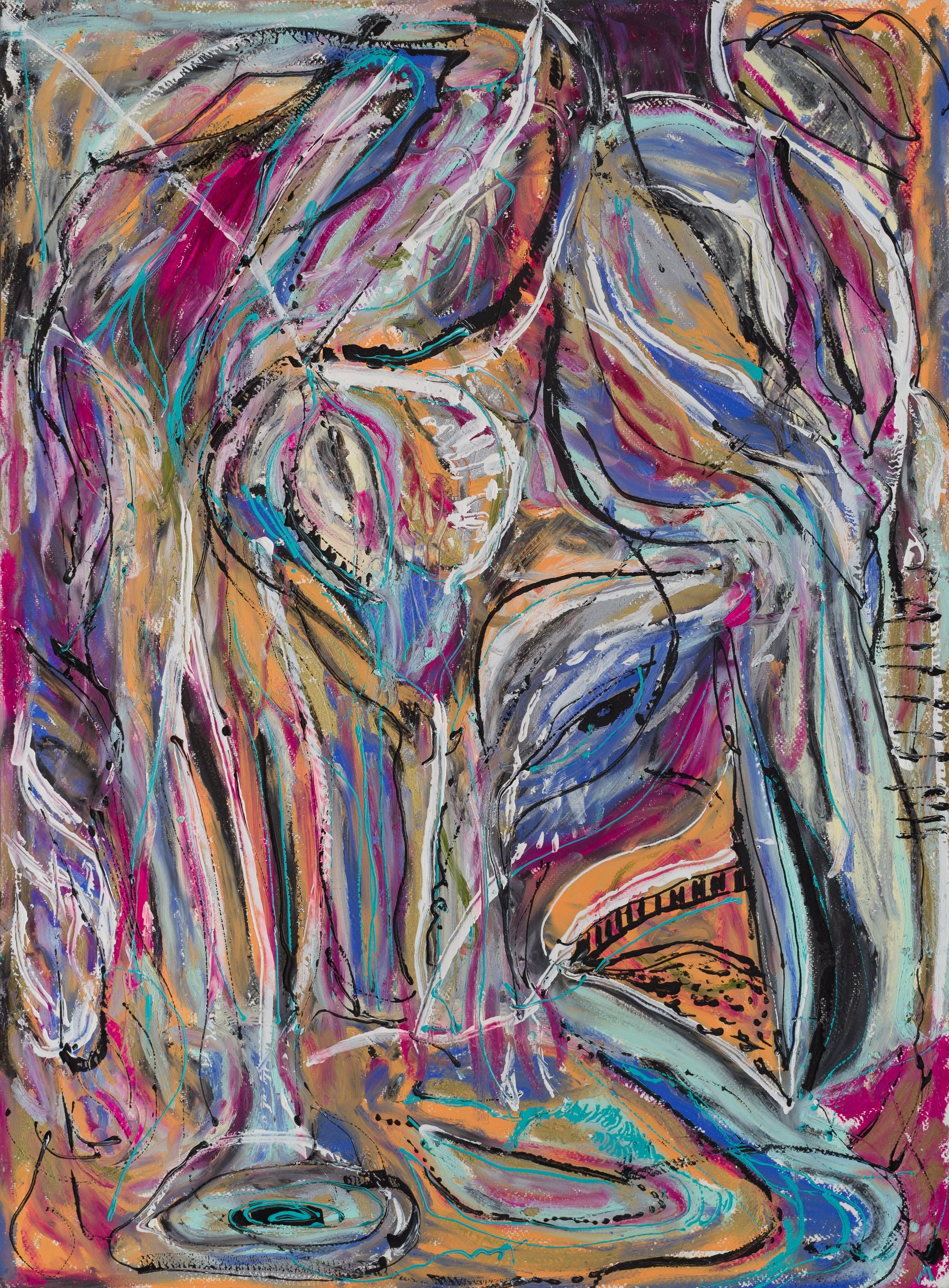 Drawing 11, oil and acrylic on paper, 76 x 56 cm, 2025
