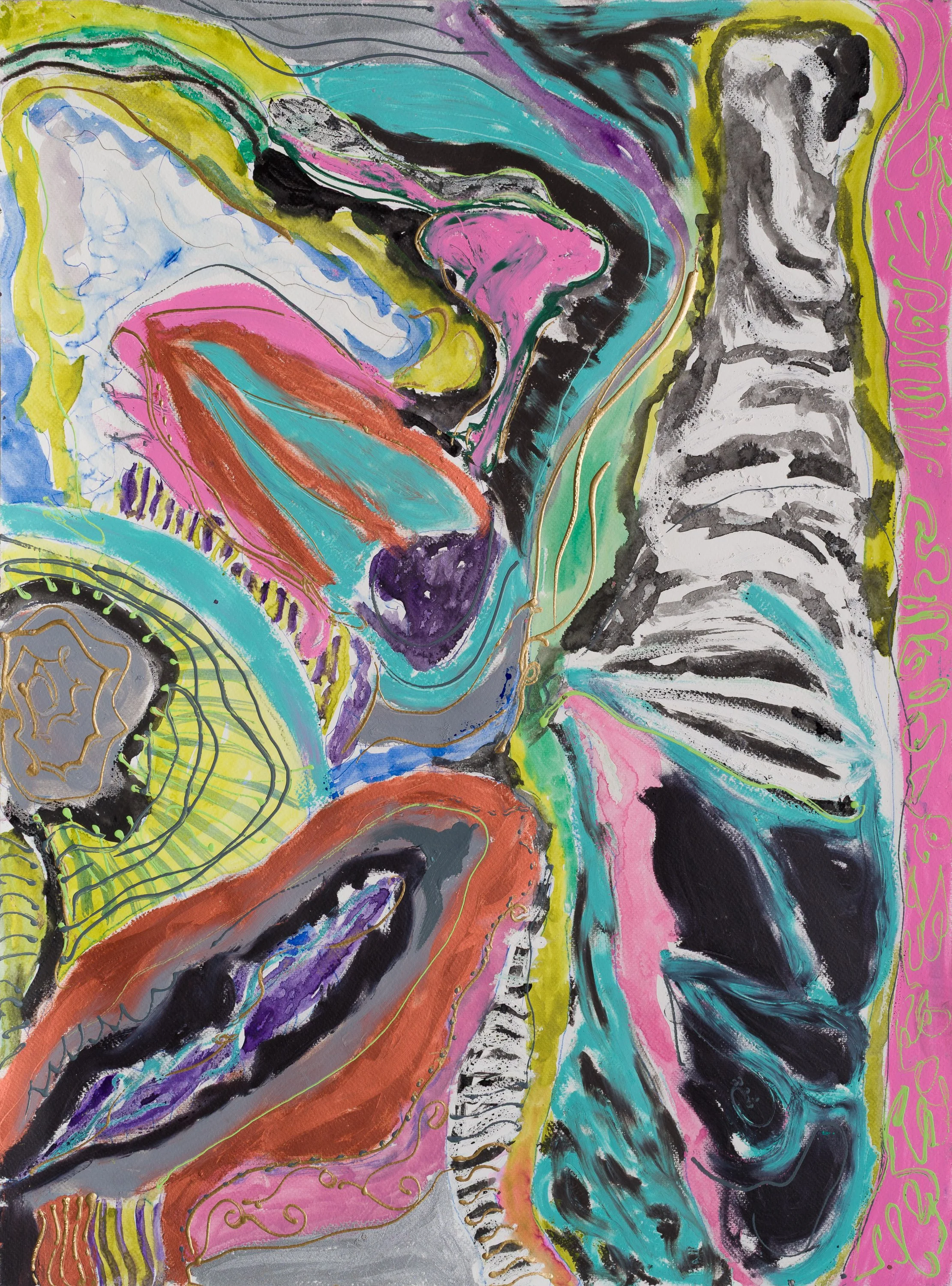 Drawing 9, oil and acrylic on paper, 76 x 56 cm, 2025