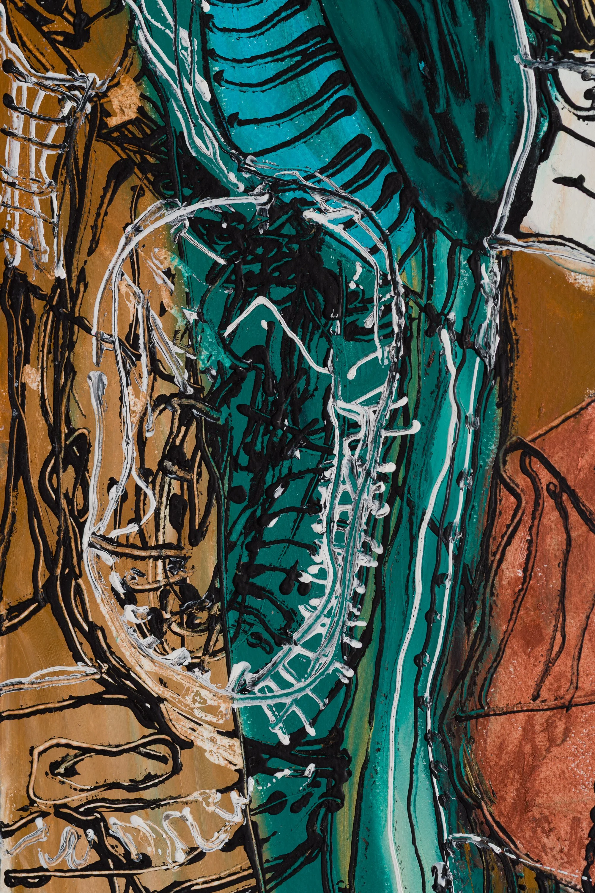 Drawing 5, oil and acrylic on paper, 76 x 56 cm, 2025