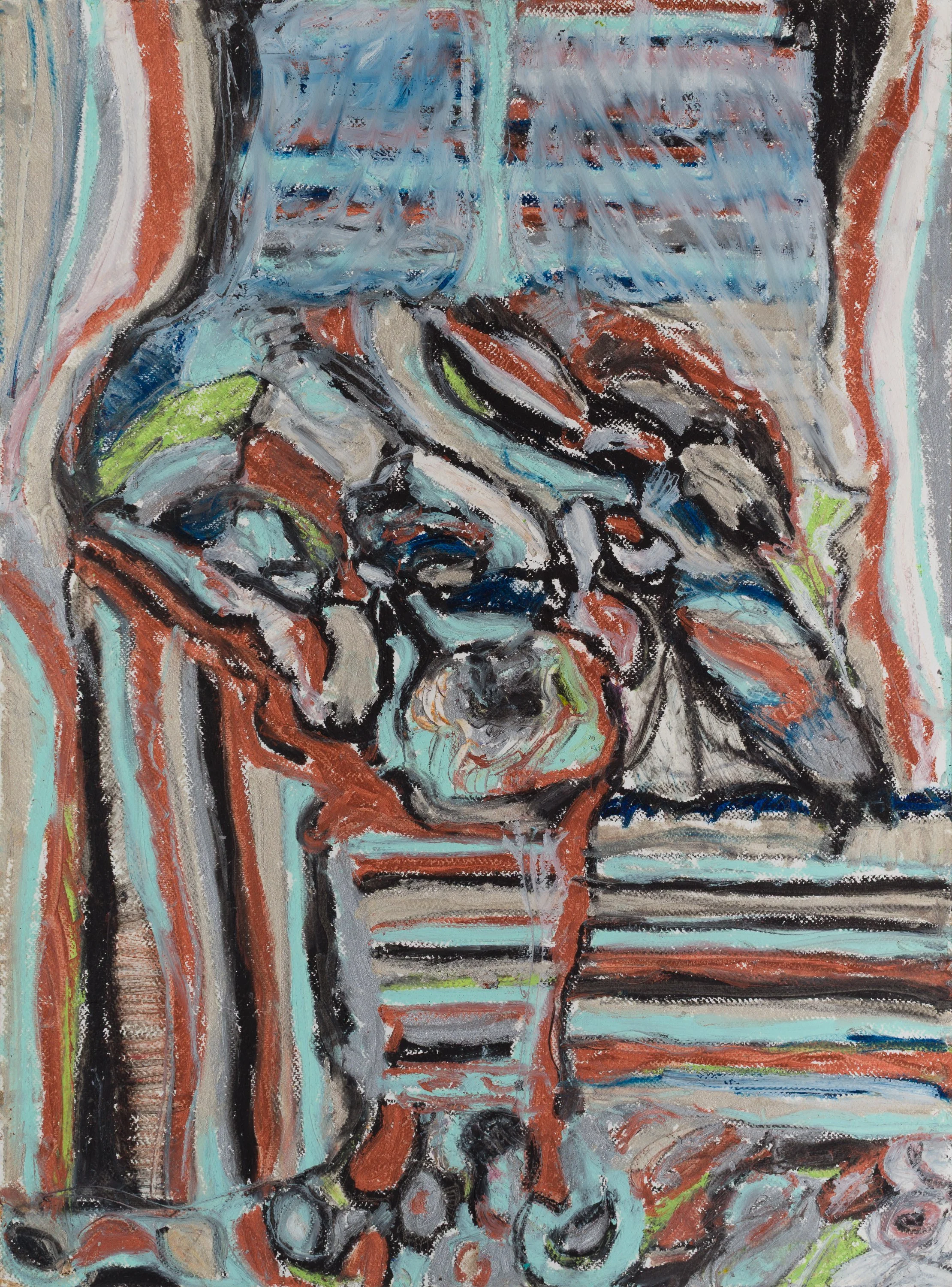 Drawing 12, oil and acrylic on paper, 76 x 56 cm, 2025