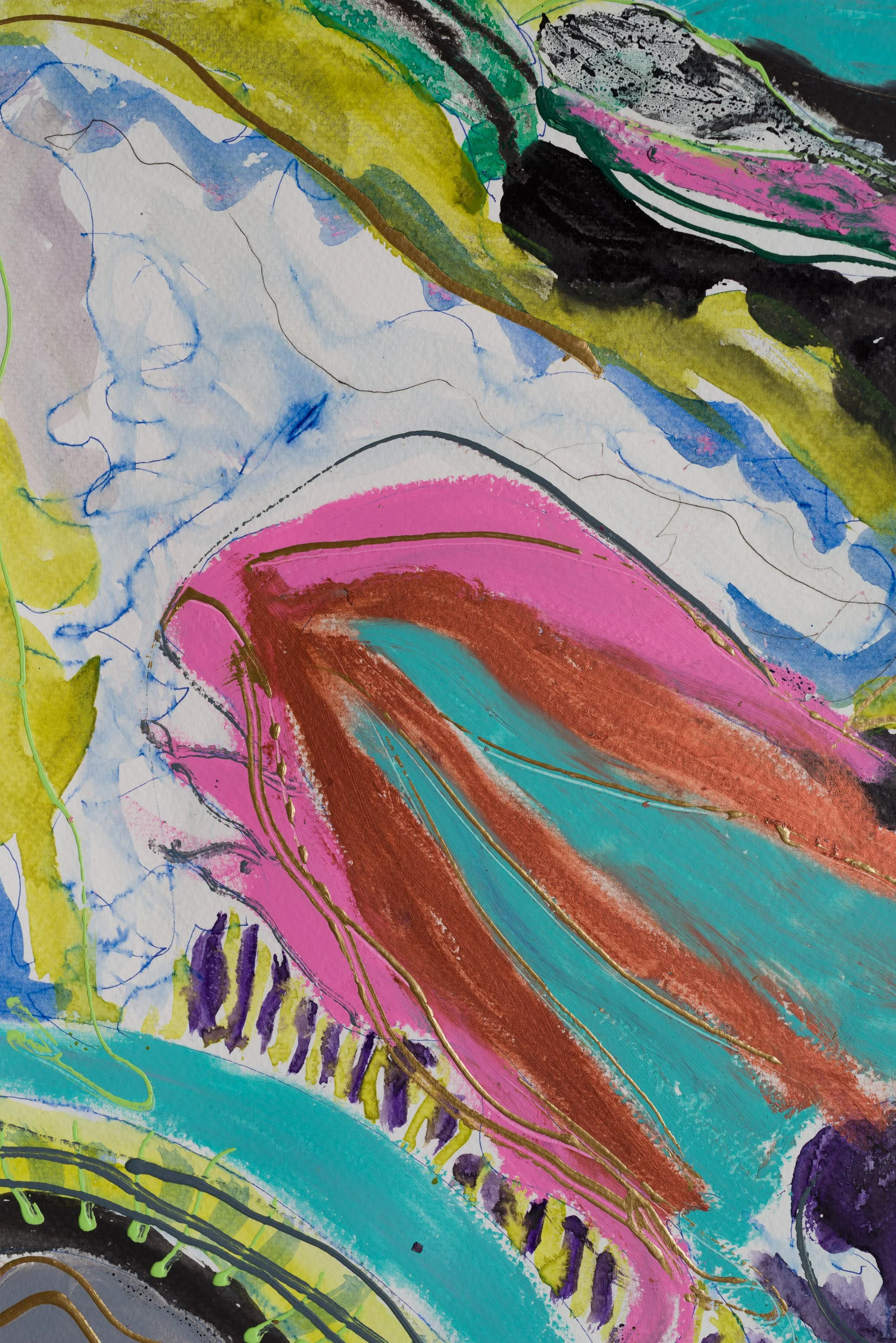Drawing 9, oil and acrylic on paper, 76 x 56 cm, 2025