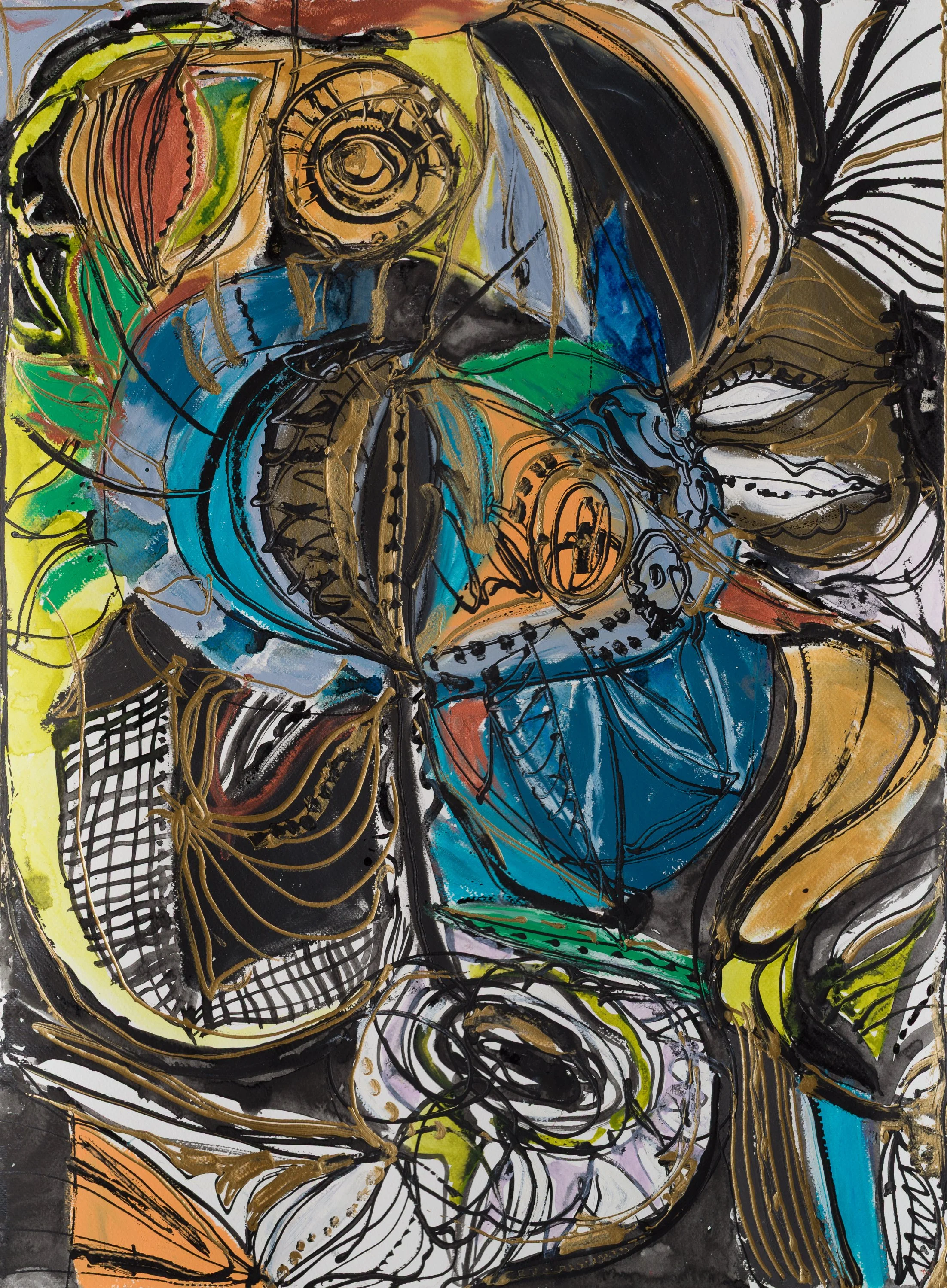 Drawing 13, oil and acrylic on paper, 76 x 56 cm, 2025
