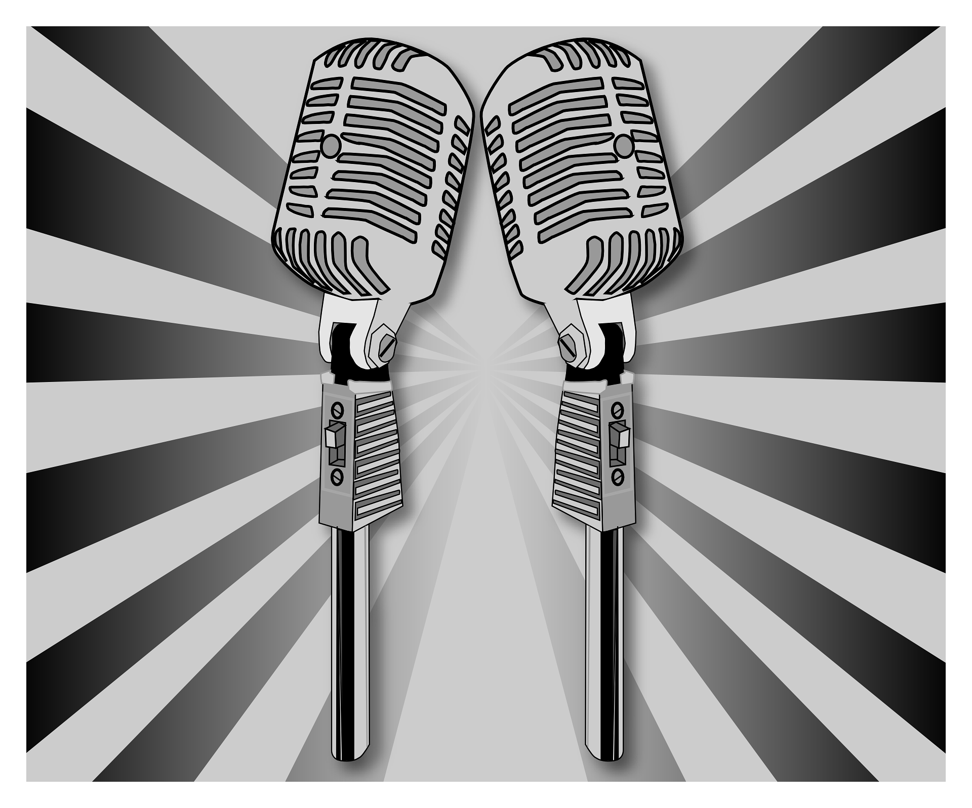 vintage square microphones chrome black and white
