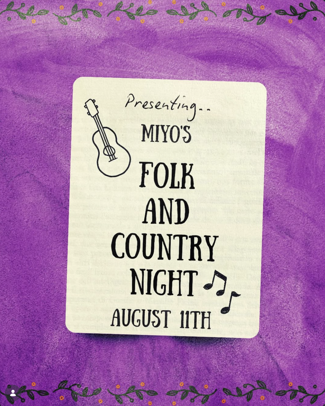 MIYO's folk & country night