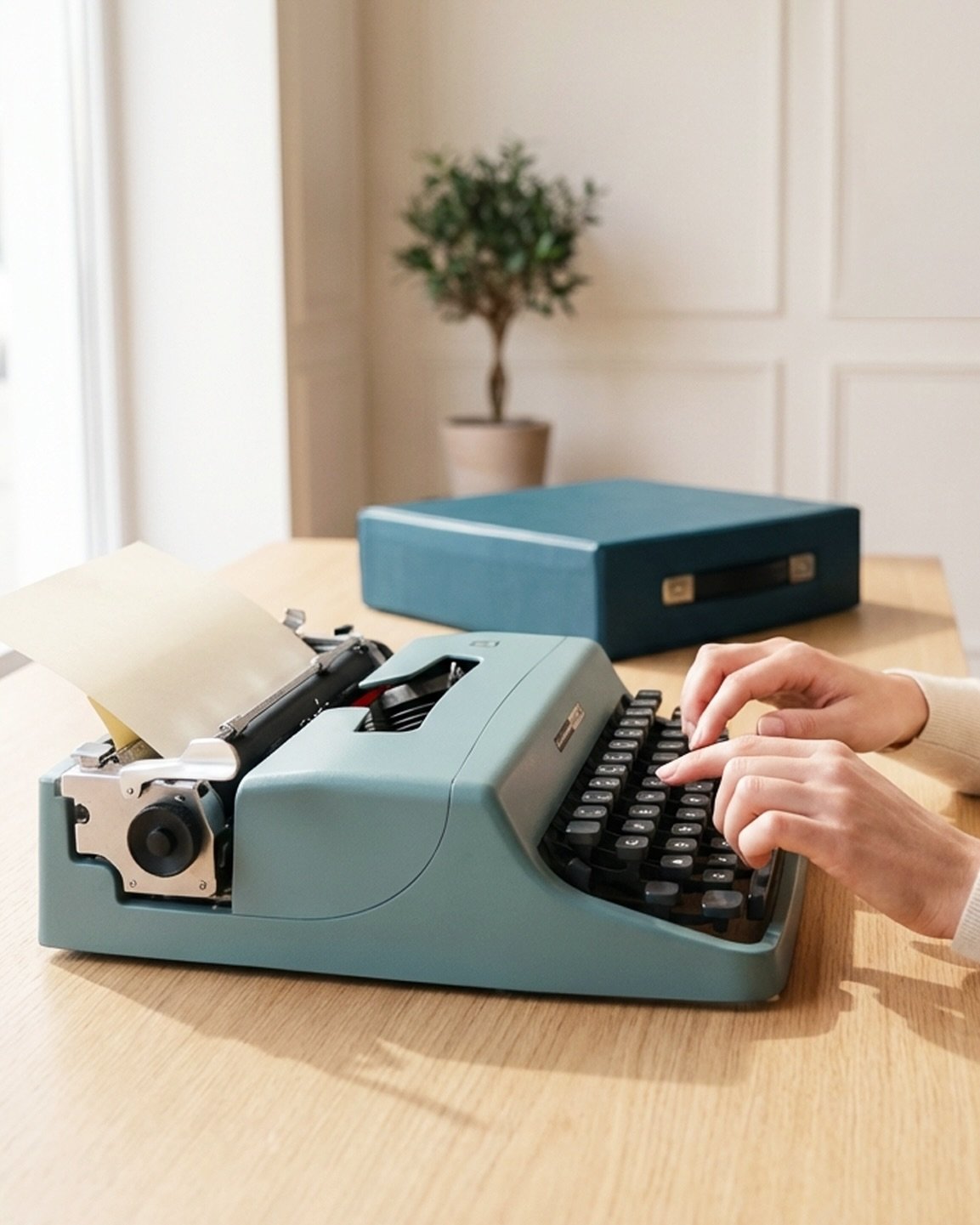 VINTAGE LOVE 🤍 - The Olivetti Lettera 32 is one of the most iconic portable typewriters of the 20th century. Designed in Italy by Marcello Nizzoli, the Lettera 32 was a sleek, lightweight machine built for portability, durability, and style. It quic