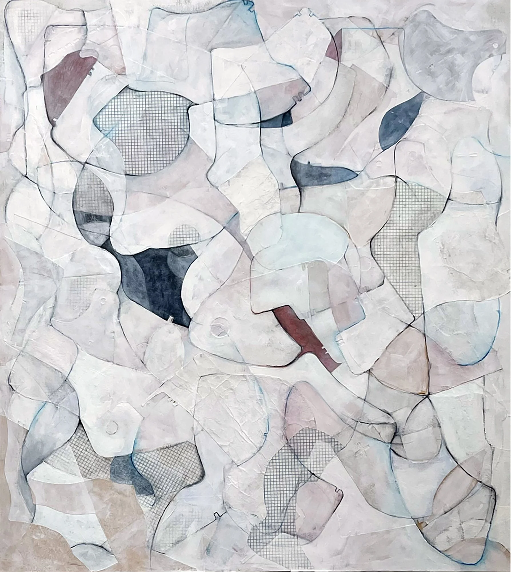 'Planktonic Foraminifera' .
Mixed media and collage on canvas .
Height - 184cm .
Width - 165cm .
POA