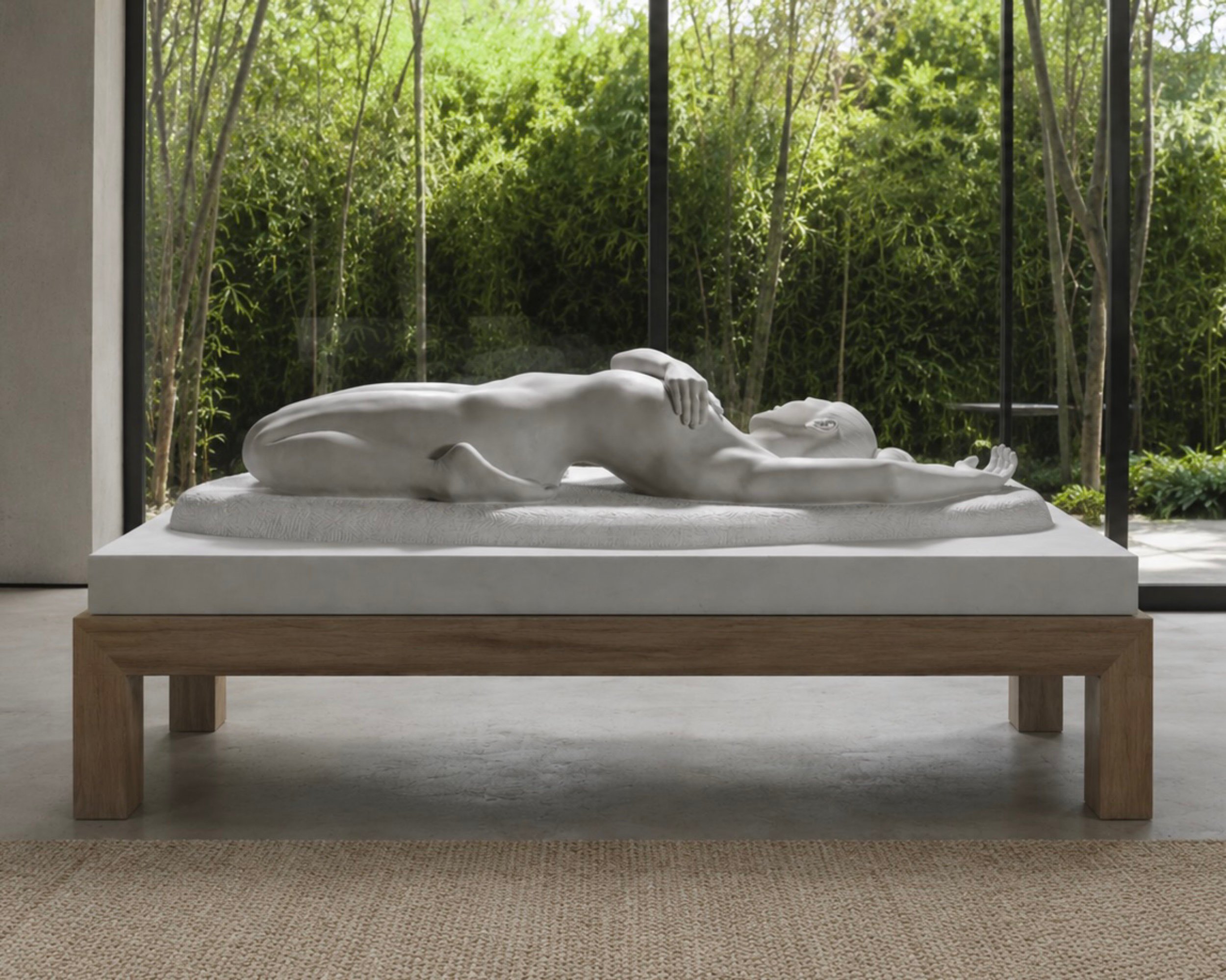'Alexandra II' .
Carrara Marble and wood .
Height - 104 cm (inc base) .
Width - 200 cm .
Depth - 80 cm .
Private commission