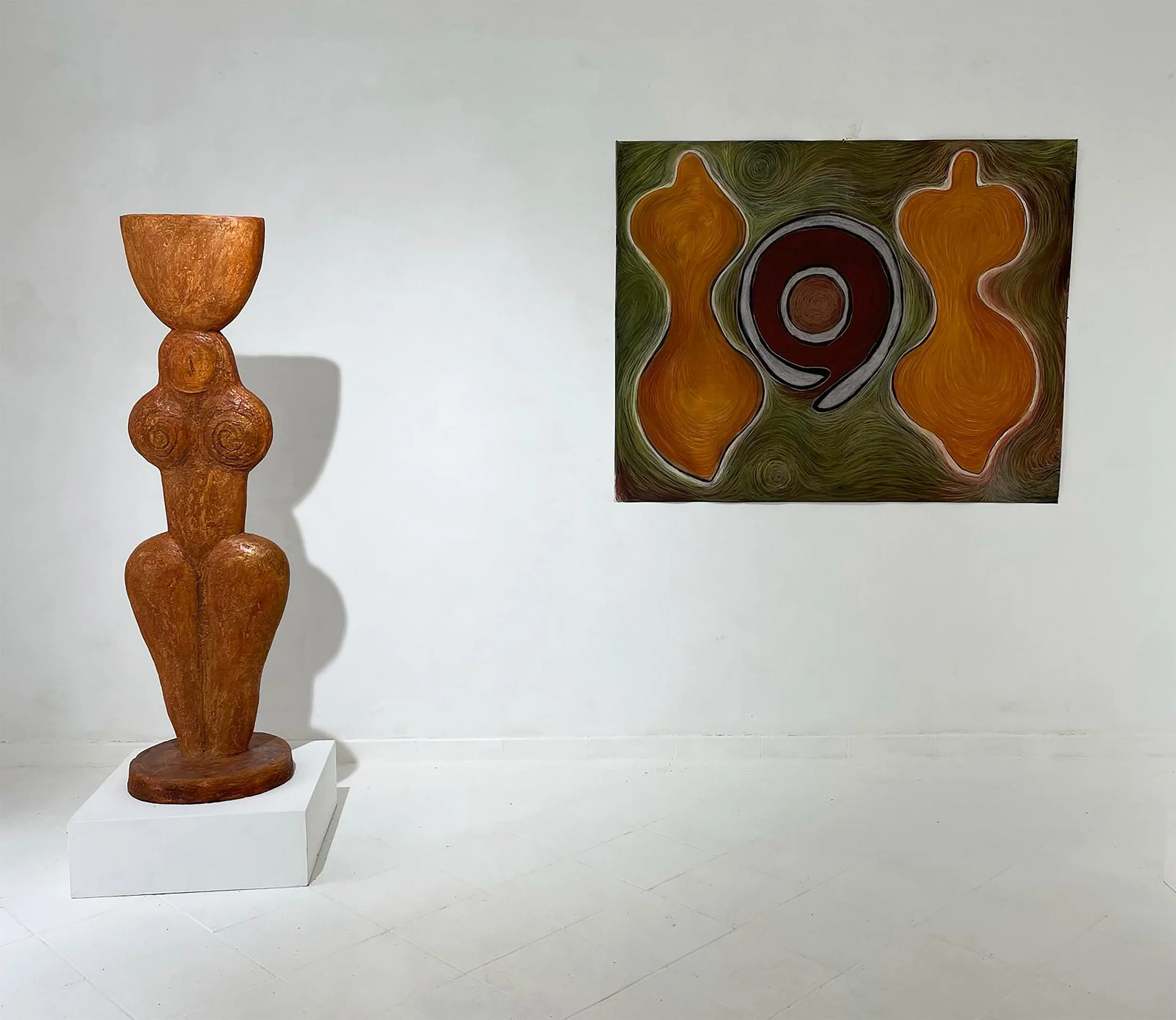 'Harvest Goddess' .
Foundry bronze .
Height - 157cm .
Width - 46cm .
Depth - 43cm .
POA