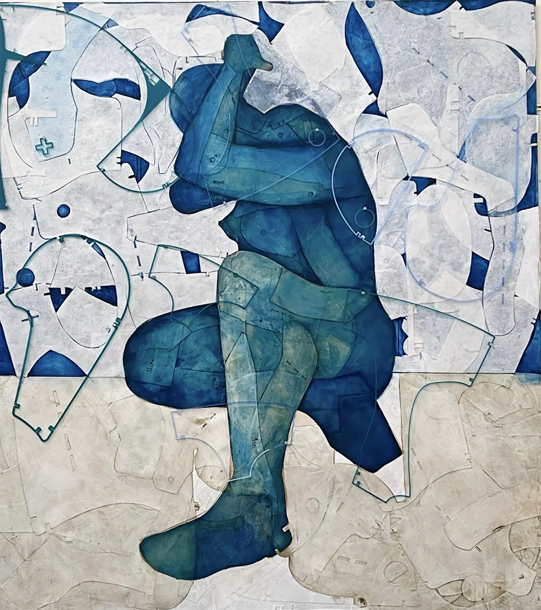 'Sheltering Figure' .
Mixed media and collage on canvas .
Height - 180cm .
Width - 160cm .
POA
