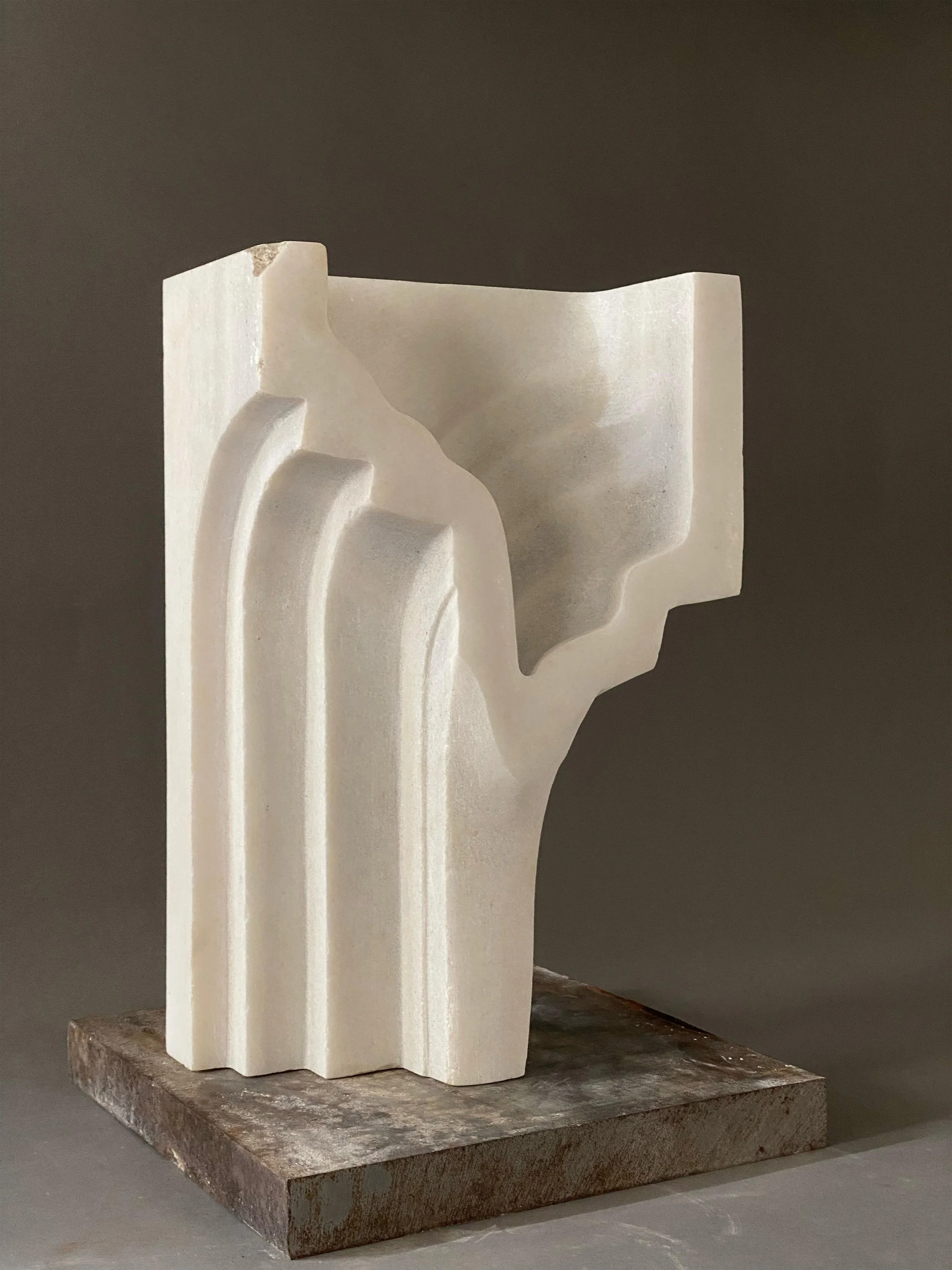'Xylem, Phloem' .
Candoglia marble and steel
Height - 38.5cm .
Width - 26cm .
Depth - 25 cm .
POA