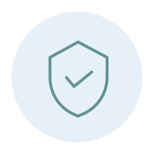 Shield icon with a checkmark in the center, indicating security or protection.