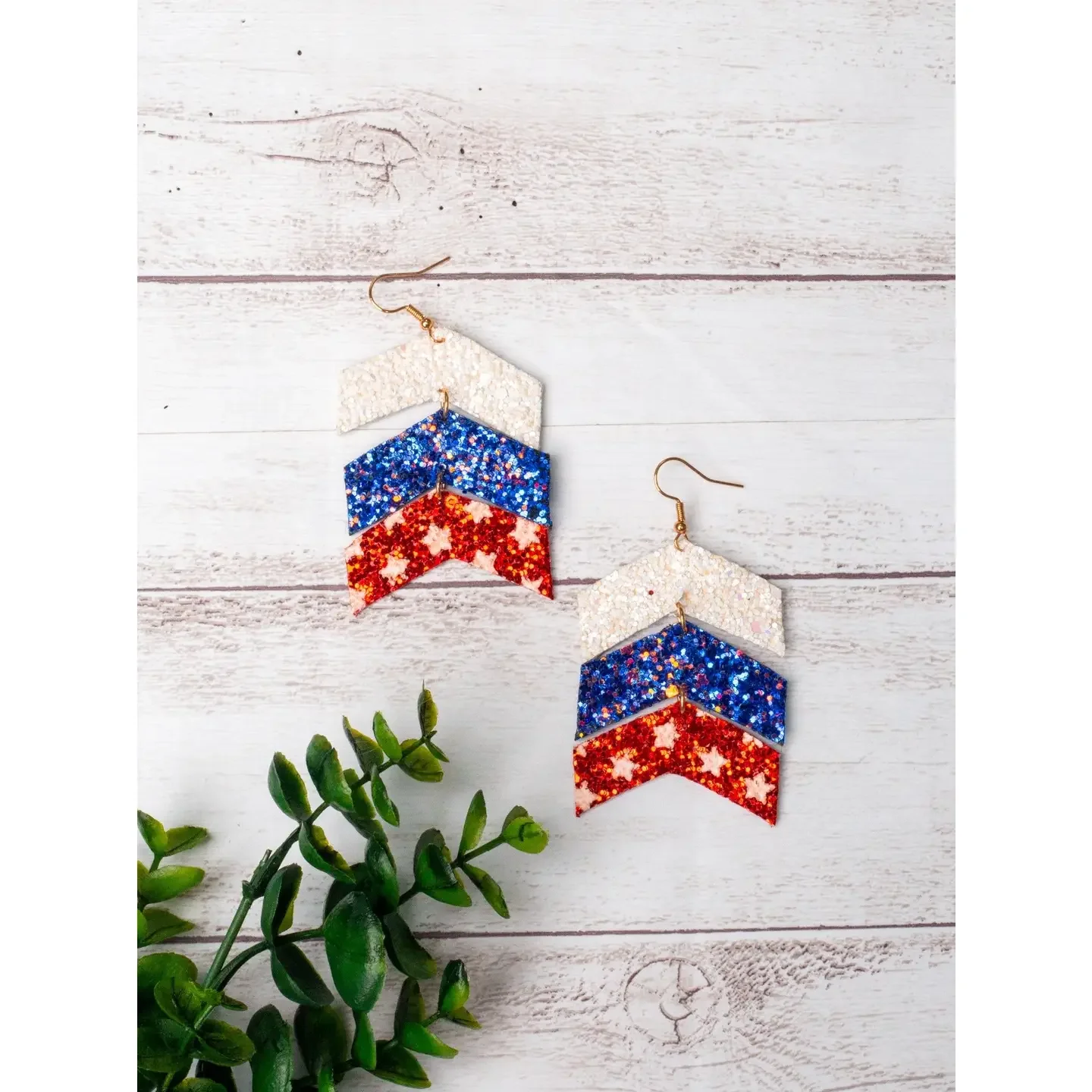 Star-Spangled Glitz Chevron Earrings