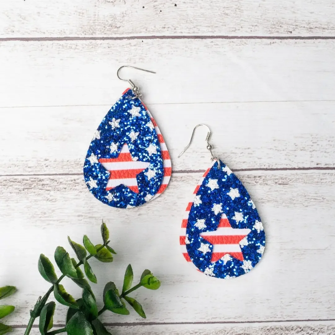 Stars & Stripes Layered Teardrop Earrings