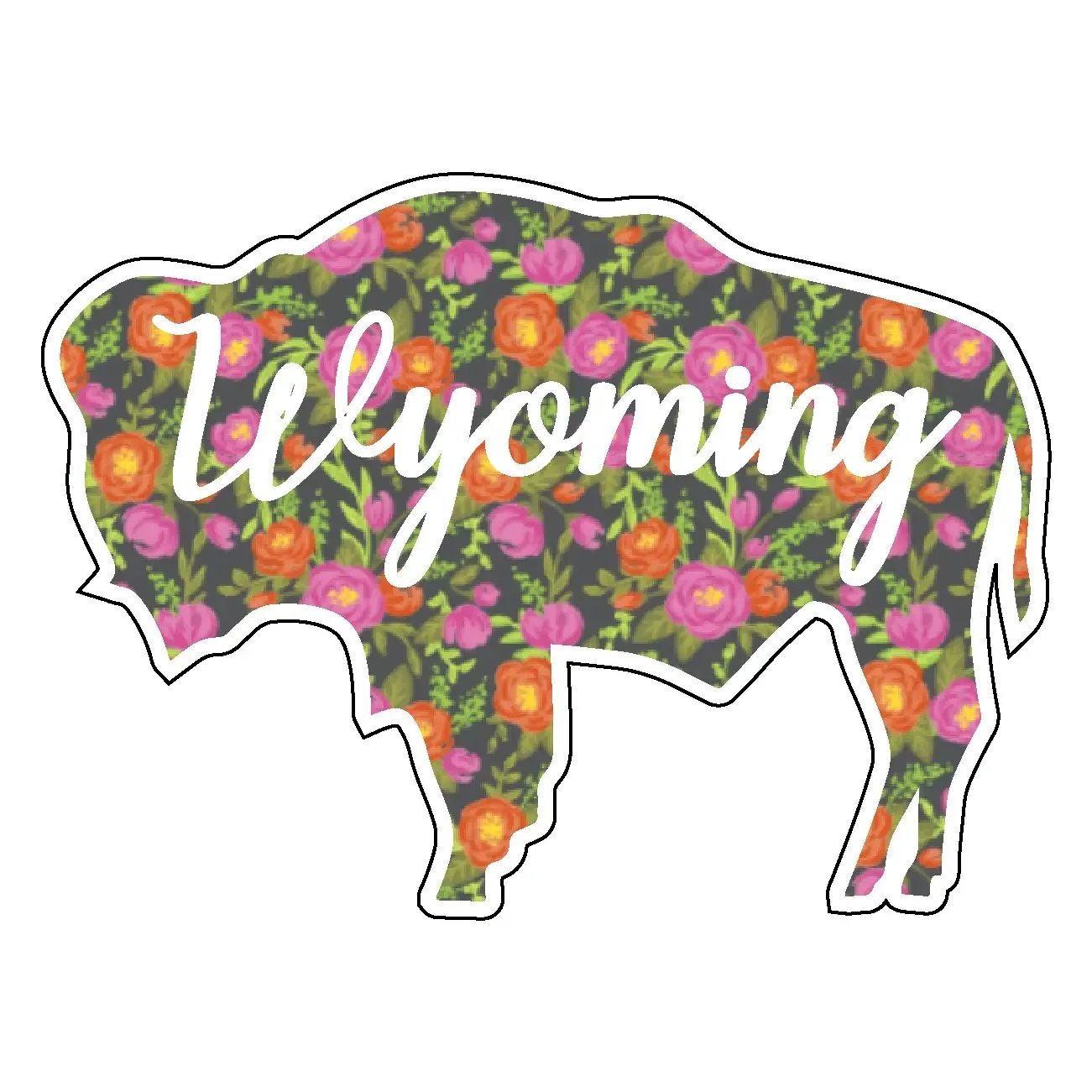 Wyoming Floral Buffalo Sticker