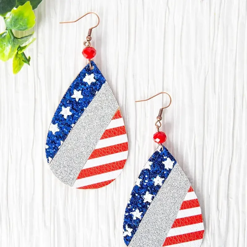 Patriotic Glitter Teardrop Earrings