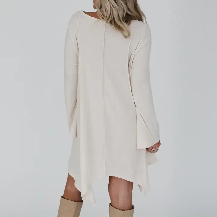 Golden Hour Long Bell Sleeve Tunic dress- CREAM