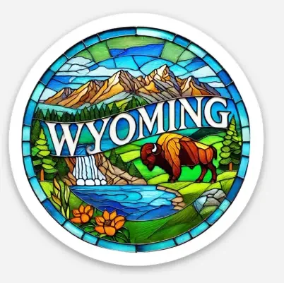 Wyoming Stained Glass Vinyl Sticker