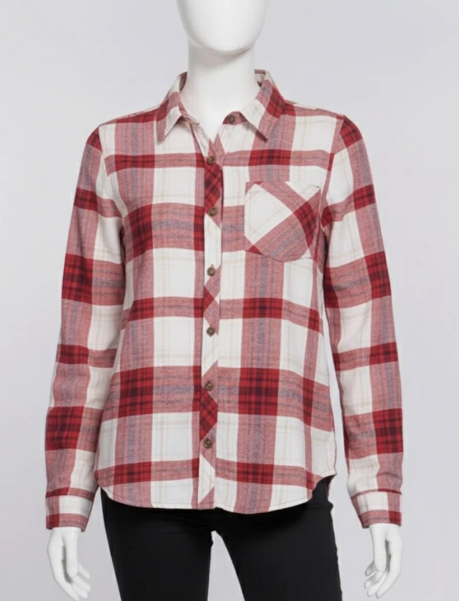SUEDE PATCH PLAID SHIRT RED/IVORY