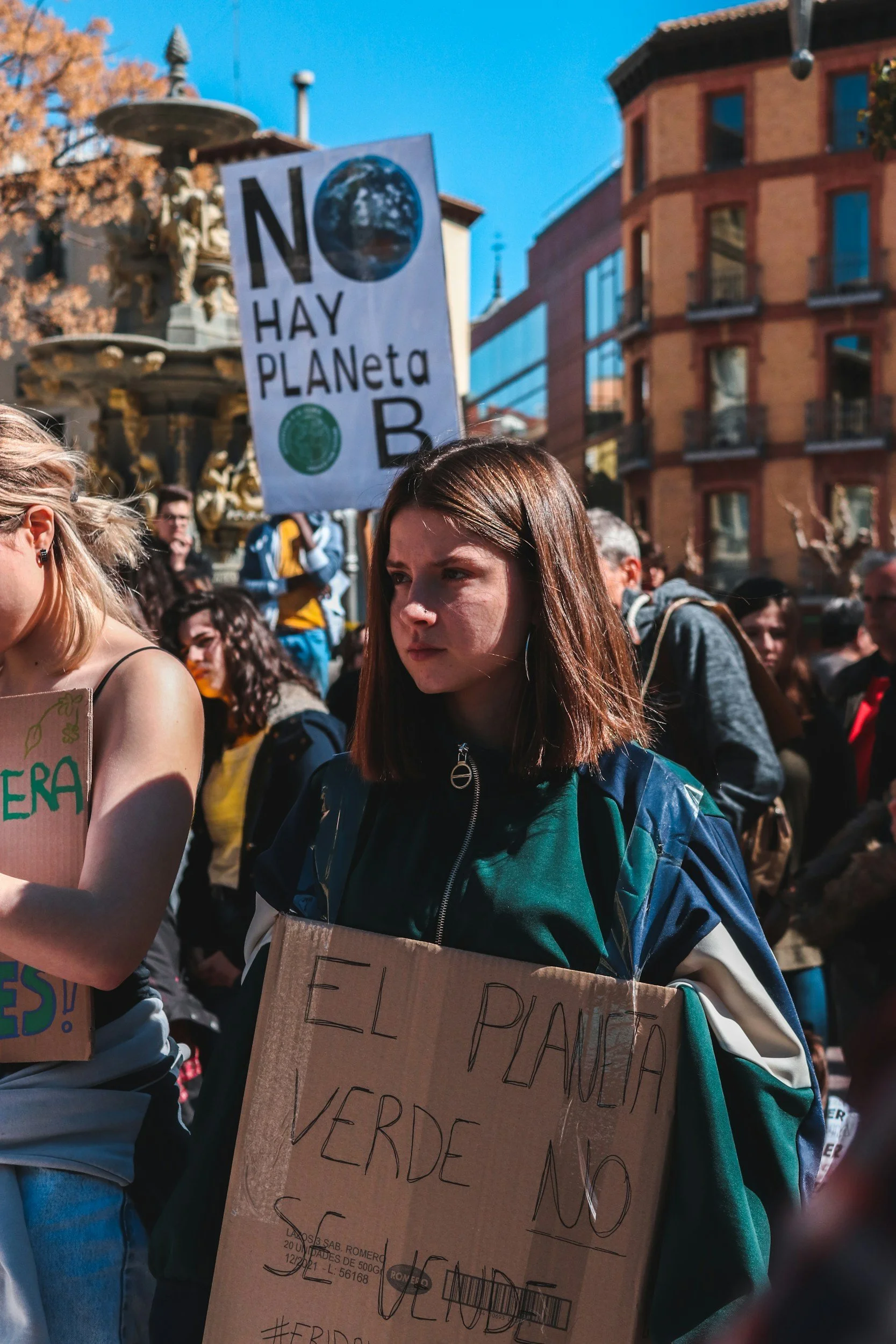 young girl on environmental protest march