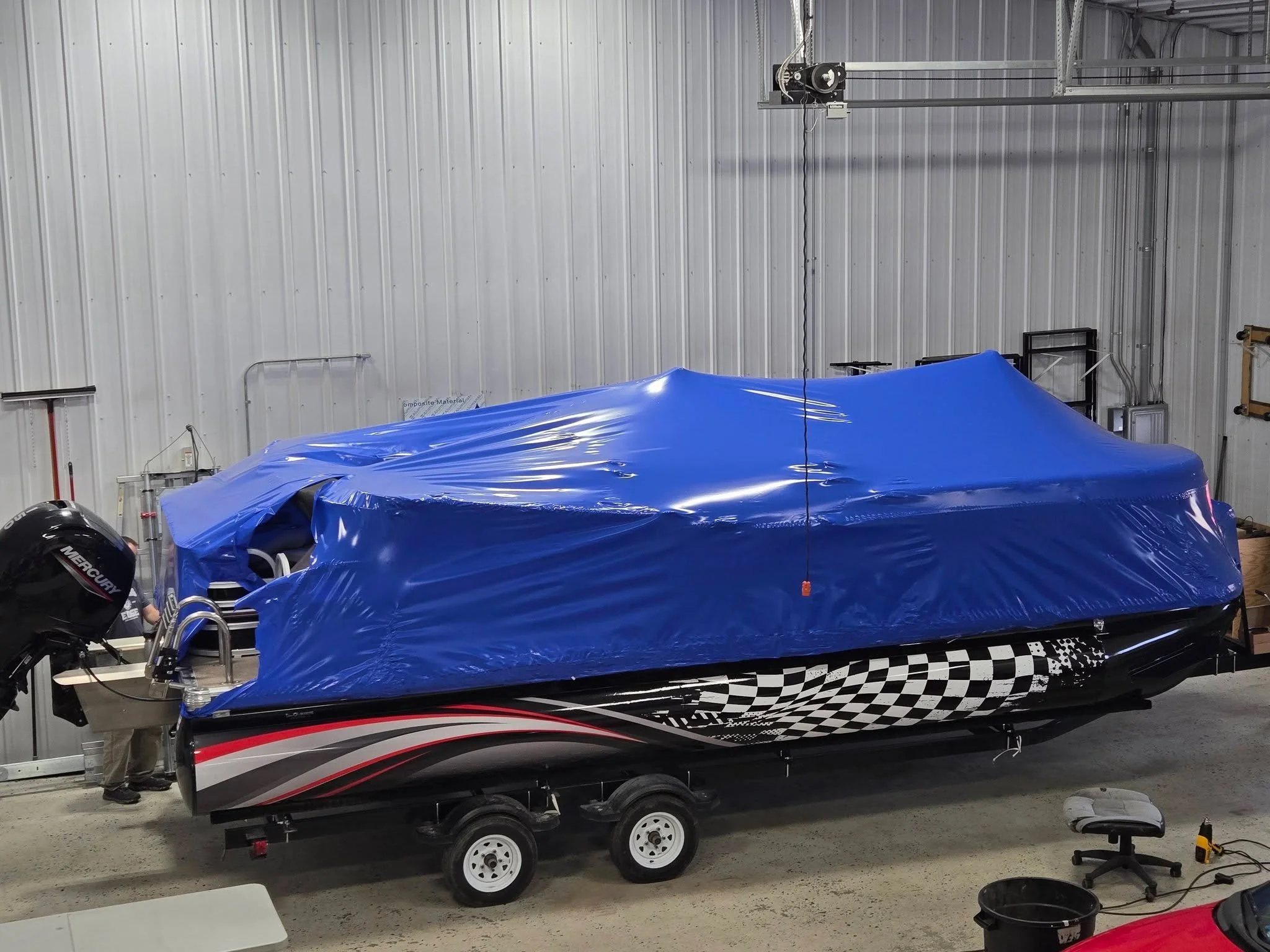 I love how this pontoon wrap turned out today! Nice work, Jeremy Kasper and the team at Winning Edge Graphics.