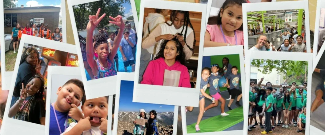 Collage of children and teenagers engaging in various activities, including group photos outdoors and indoors, some posing and smiling, some participating in sports, and others playing or at educational settings.