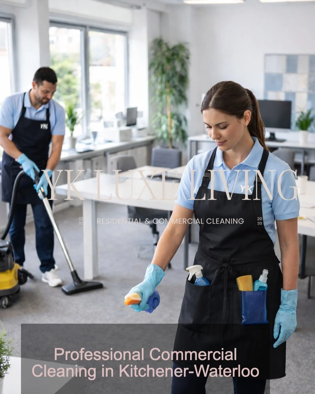 Professional Commercial Cleaning in Kitchener-Waterloo

A clean workplace reflects professionalism, safety, and attention to detail. At YK Luxe Living Inc., we provide reliable commercial cleaning services in Kitchener, Waterloo, Cambridge, and surro