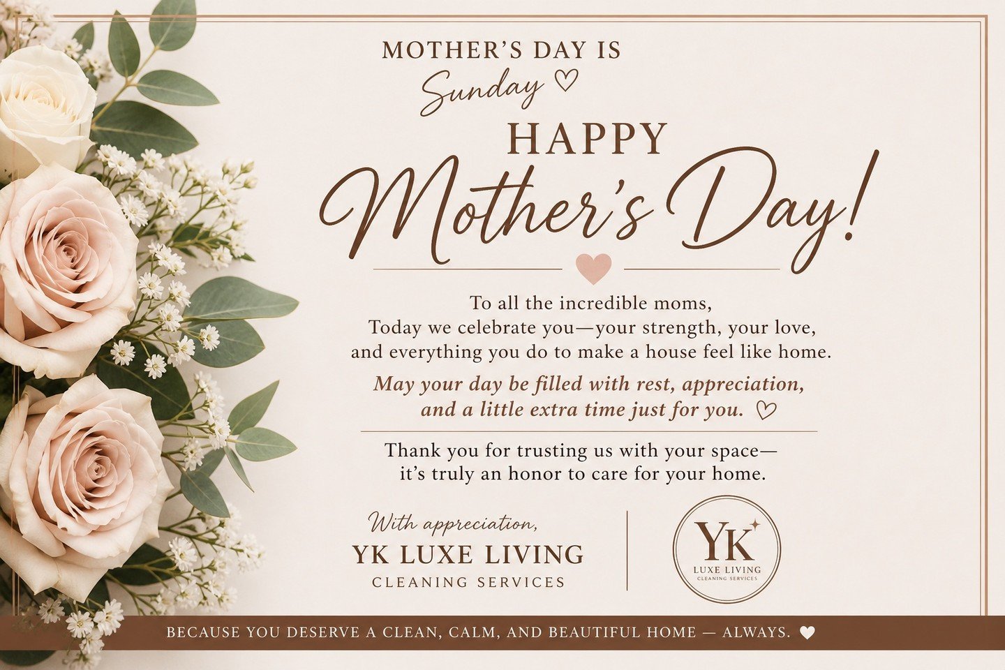 Happy Mother&rsquo;s Day to all the incredible moms in our community. 🌸

Today we celebrate the women who do so much behind the scenes to make a house feel warm, safe, and full of love. Your hard work, care, and dedication never go unnoticed.

Wishi